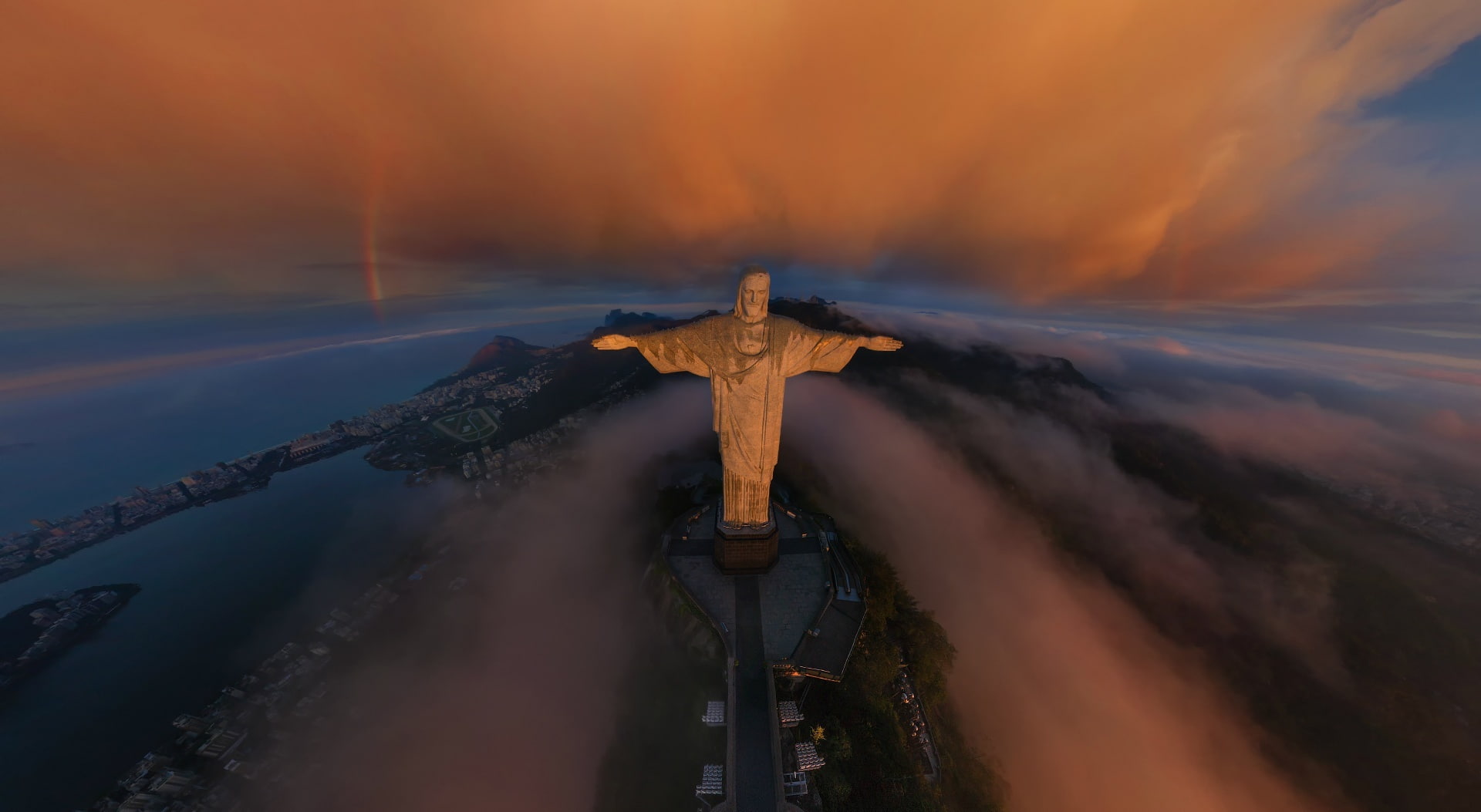 Brazil, no people, representation, water, nature, cross, crucifix, human representation, Statue, sunset, motion, christ, religion, South America, redeemer, HD Wallpaper