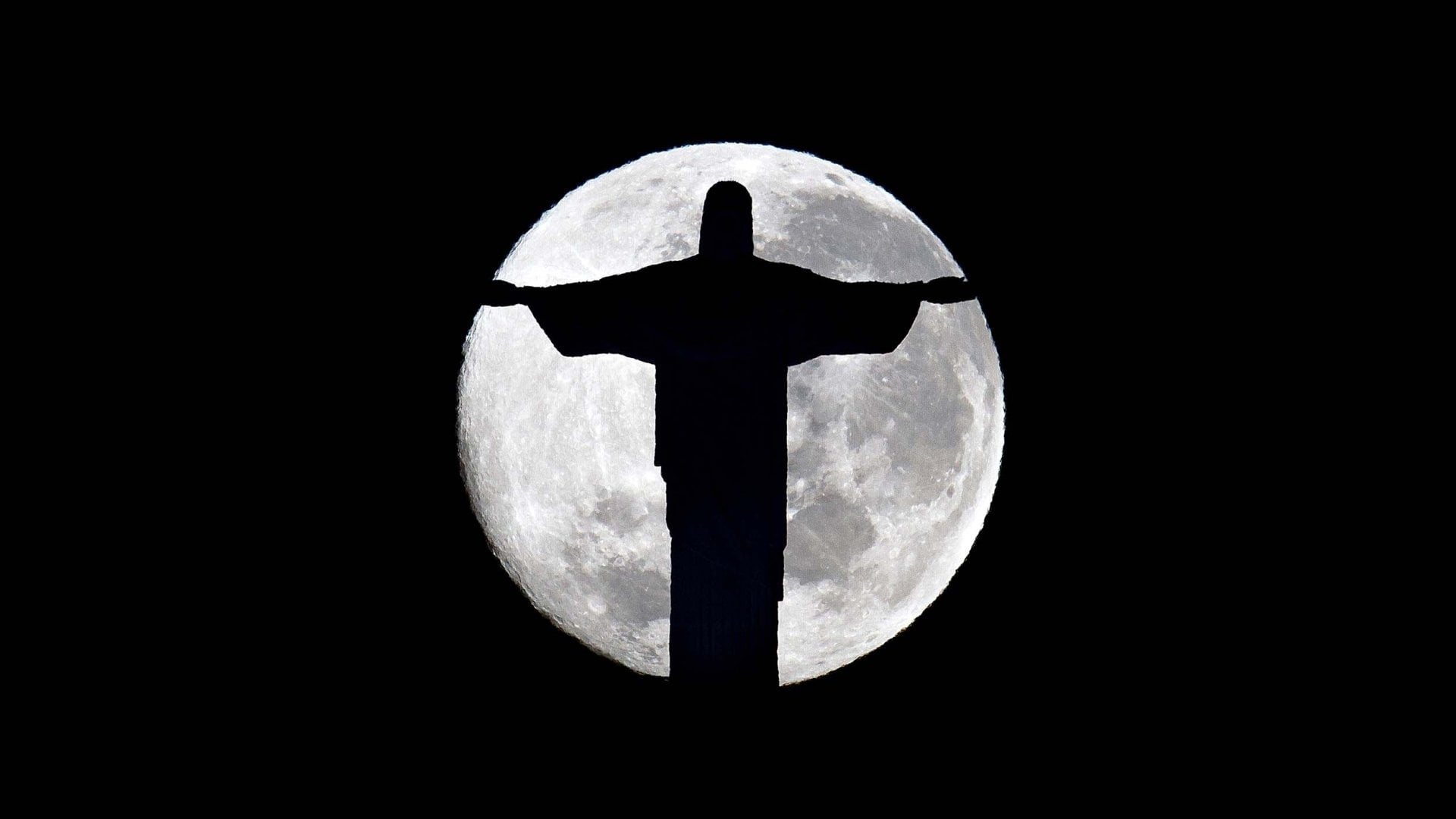 sky, Religious, Christian, moon, shape, Jesus, circle, dark, redeemer, studio shot, copy space, no people, night, communication, christ, planetary moon, HD Wallpaper