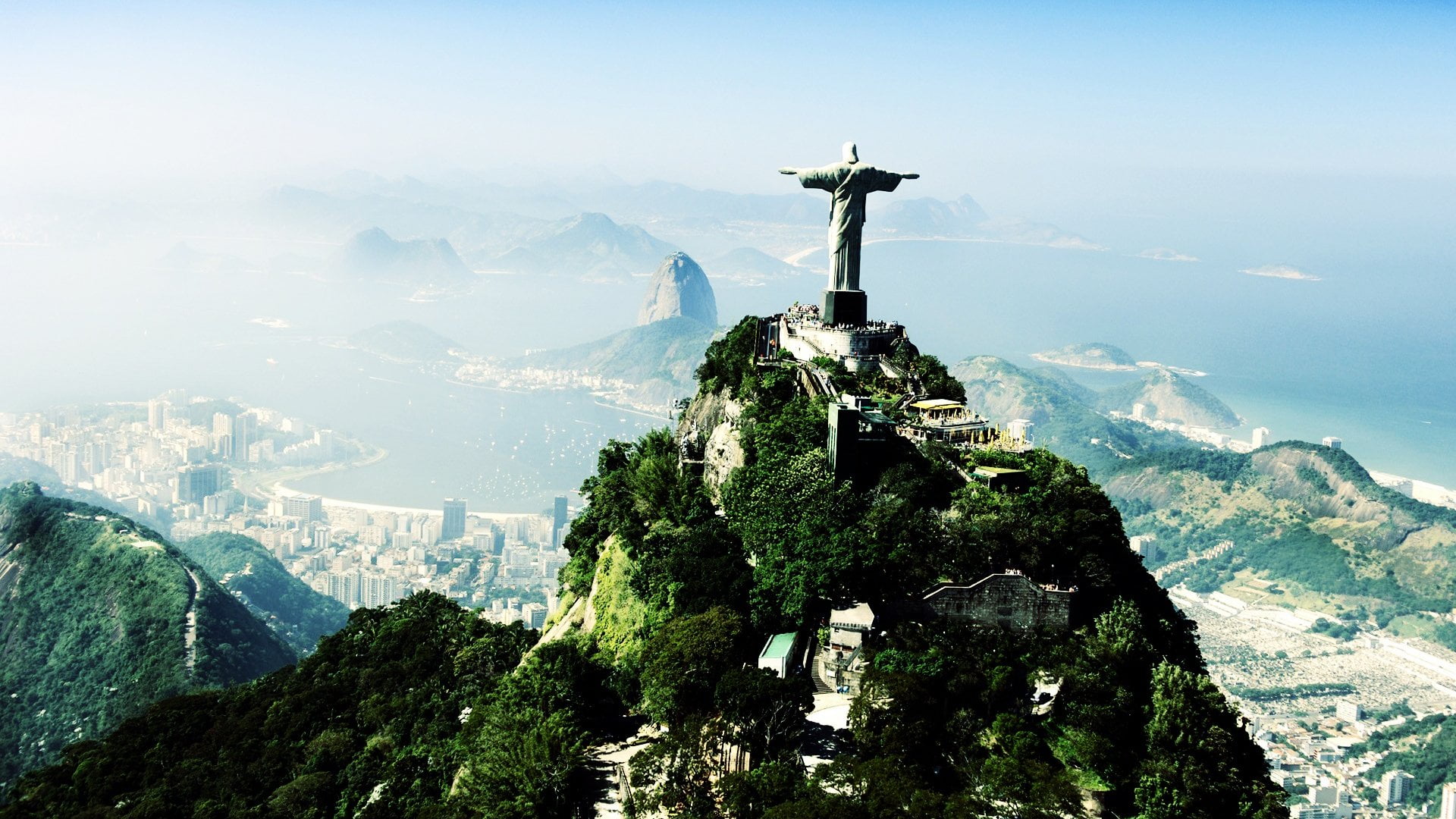 Christ The Redeemer, day, religion, mountain peak, tourism, mountain range, no people, 1080P, building exterior, sculpture, scenics - nature, sky, travel destinations, HD Wallpaper