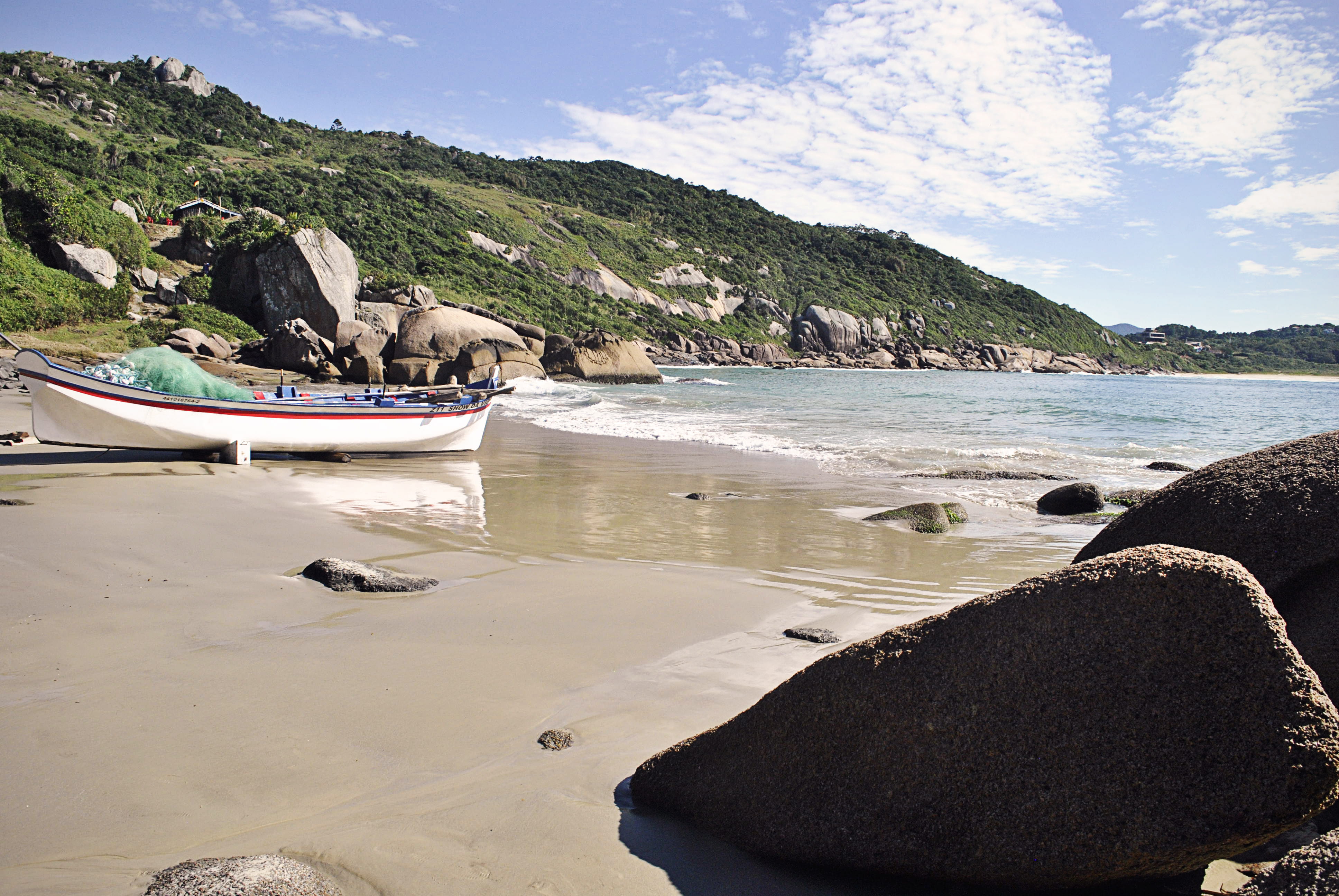 cloud - sky, tranquility, no people, rock, landscape, nature, nautical vessel, floripa, brazil, praia do gravatá, brasil, outdoors, scenics - nature, water, HD Wallpaper