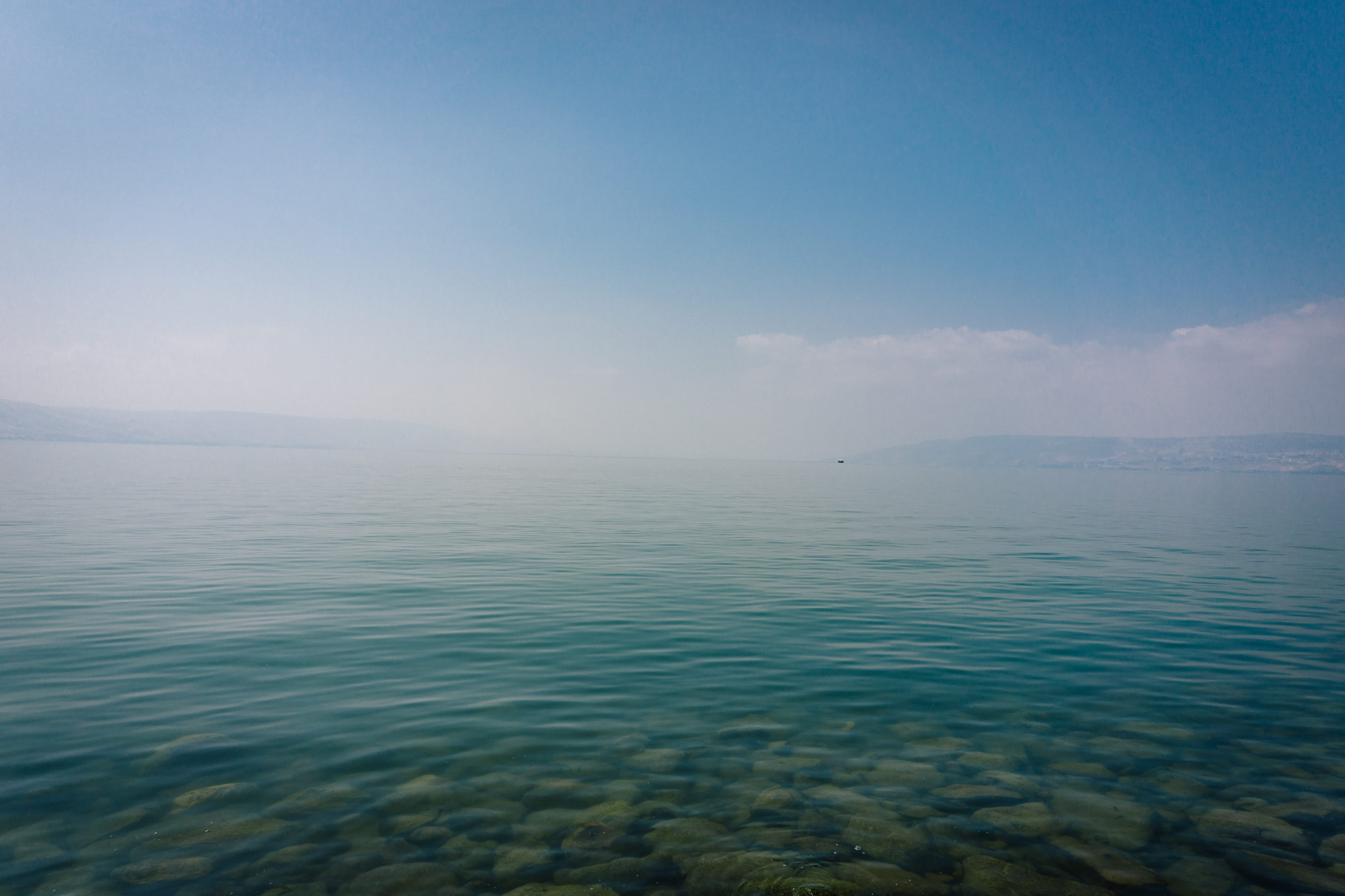 israel, water, blue, beauty in nature, lake, sea, boat, ripples, non-urban scene, turquoise colored, tranquility, nature, capernaum, sky, galilee, tranquil scene, HD Wallpaper