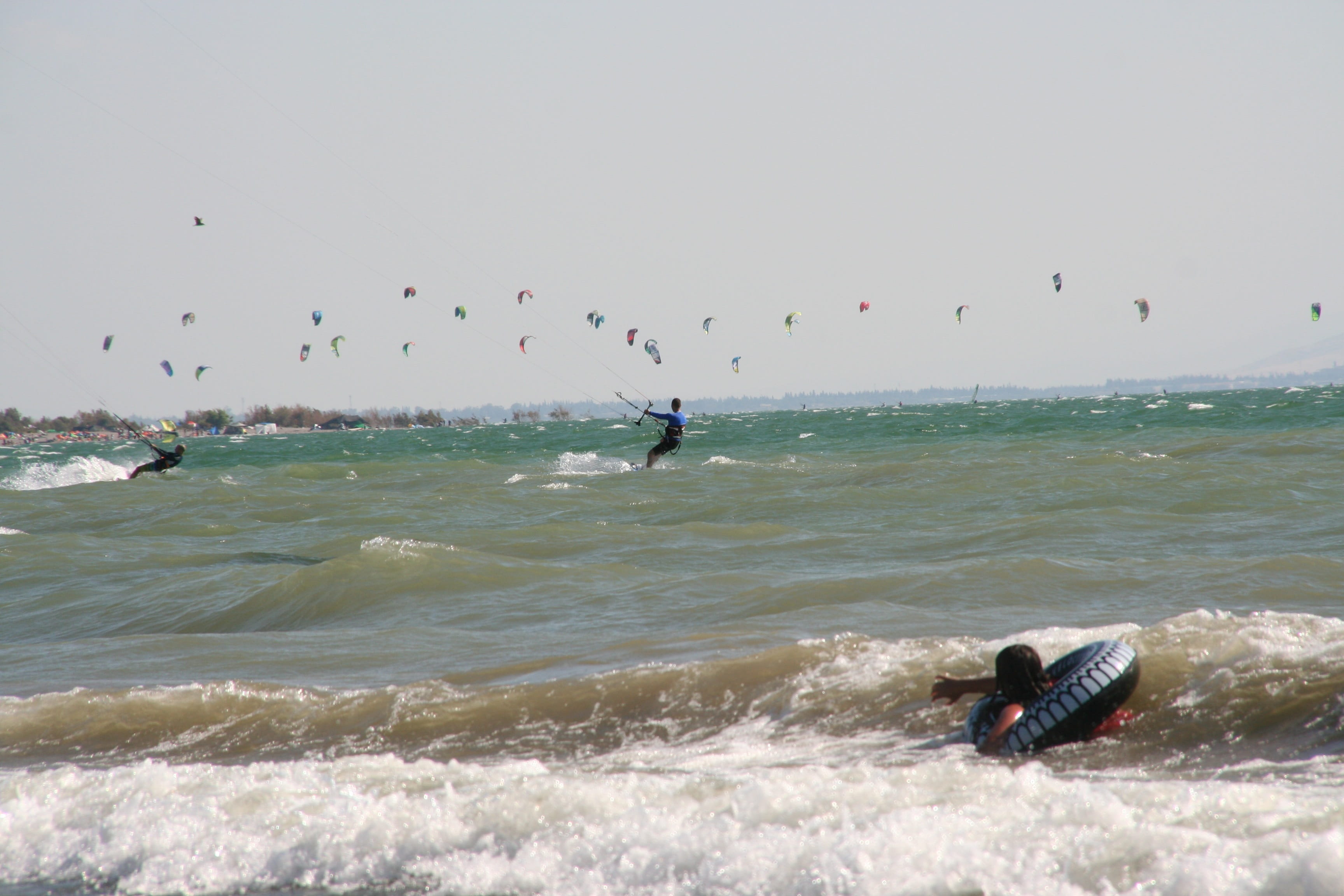 extreme sports, beach, wave, swimming, men, waterfront, Swimming, adventure, sky, people, lifestyles, waves, land, horizon over water, aquatic sport, galilee, HD Wallpaper