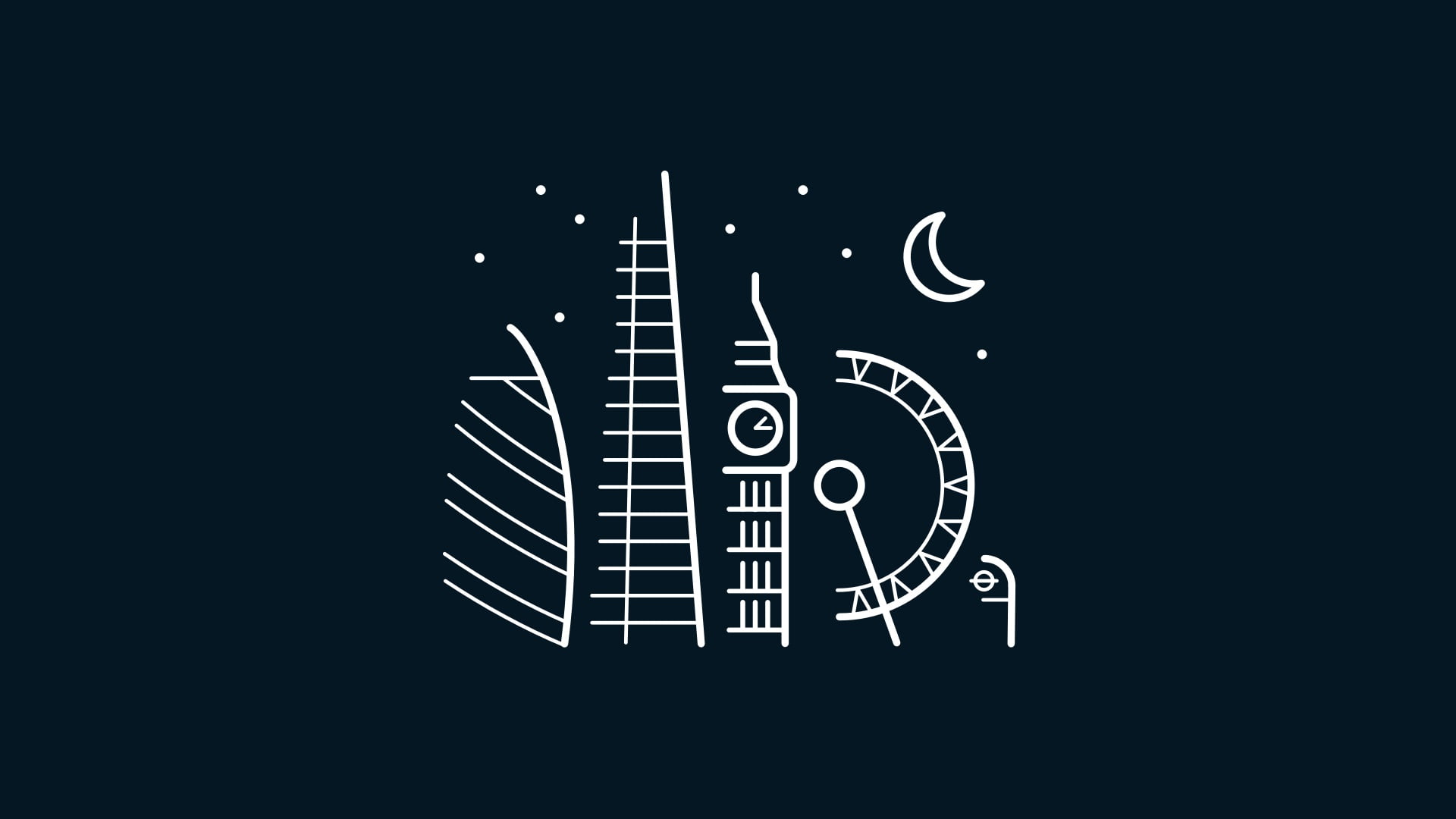 moon, United Kingdom, artwork, simple background, monument, Big Ben, architecture, 1080P, London, minimalism, digital art, stars, 30 St Mary Axe, building, HD Wallpaper