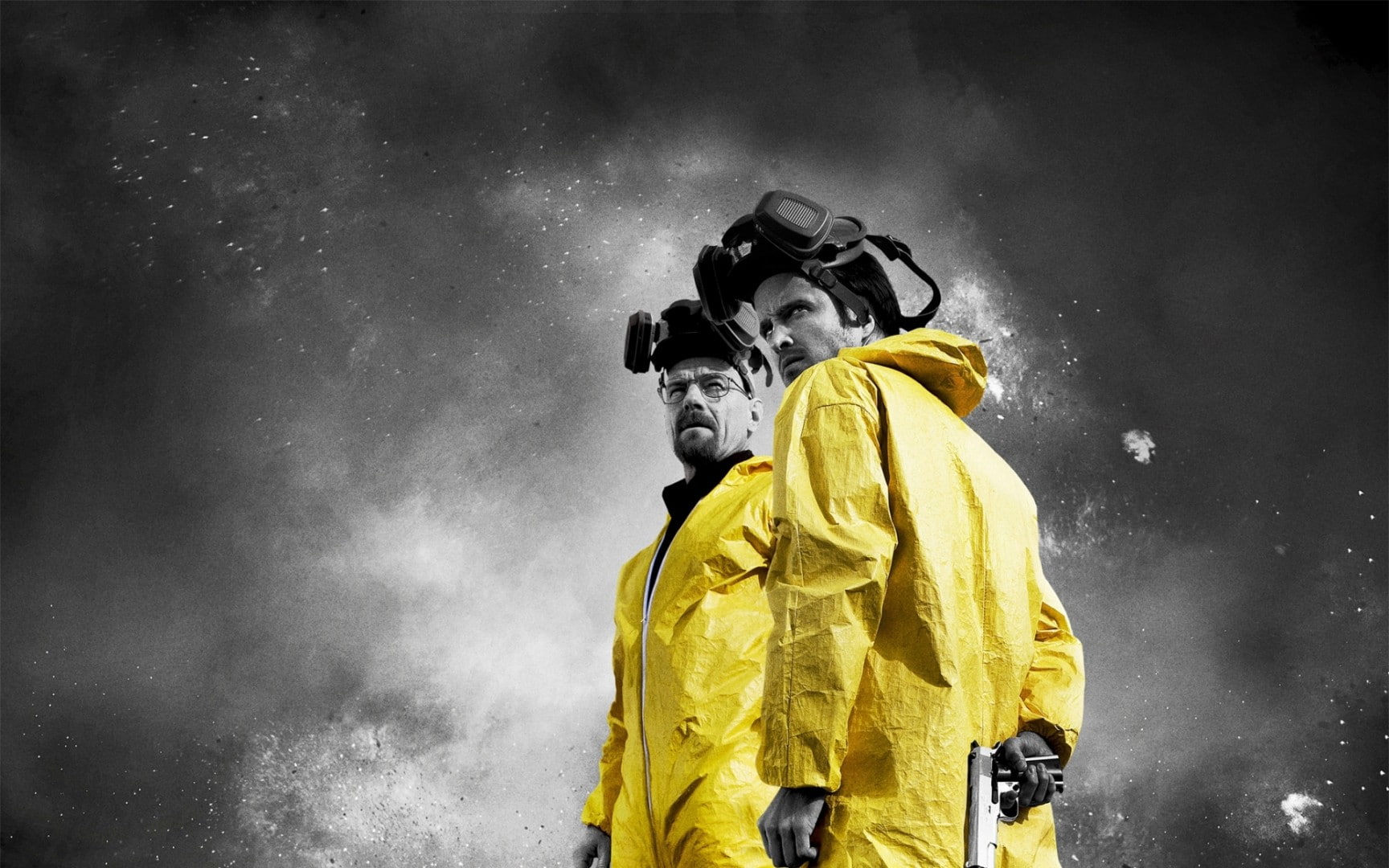 yellow, actors, bad, 720P, breaking bad looking, hd, behind, breaking, men, two, dark, looking, HD Wallpaper