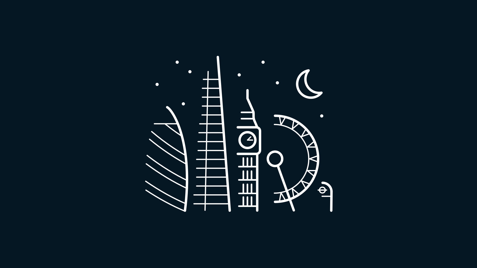 London, crescent moon, Moon, night, simple, 1080P, stars, Big Ben, 30 St Mary Axe, minimalism, simple background, London Eye, HD Wallpaper