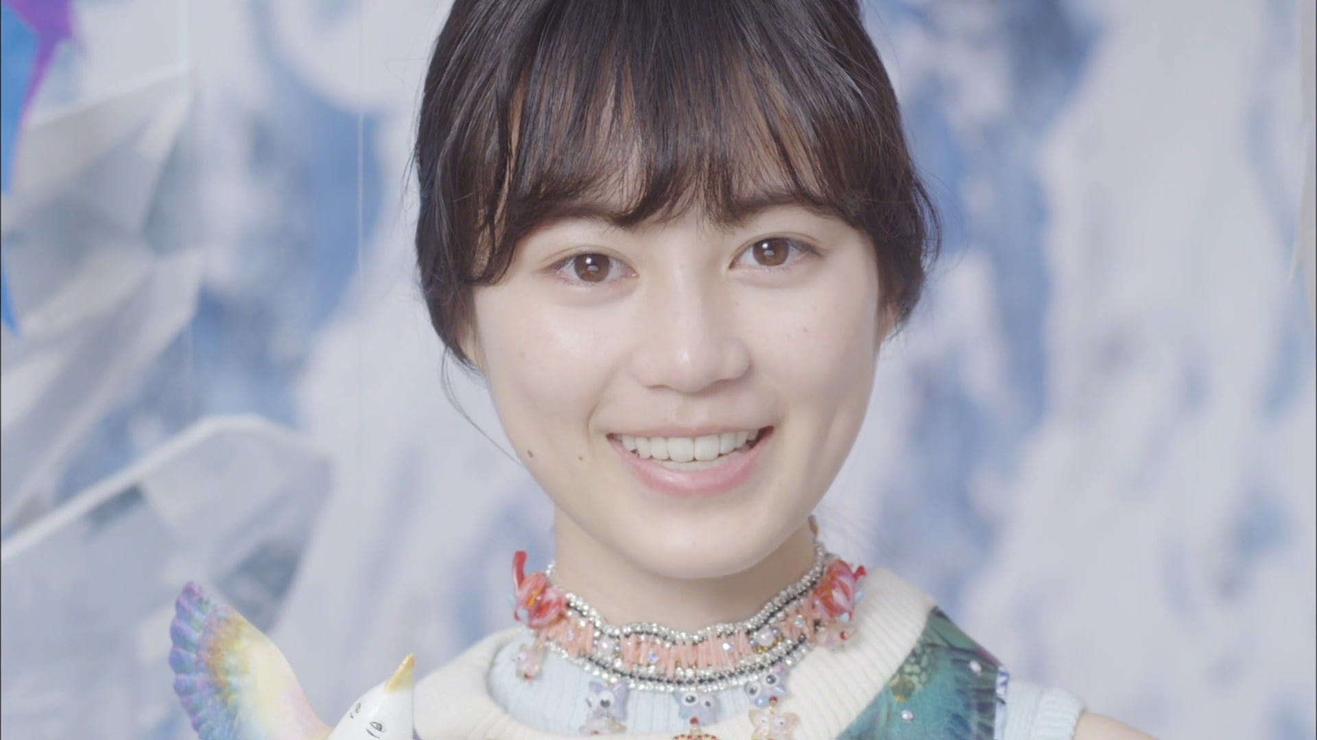 looking at camera, black hair, brown eyes, Nogizaka46, emotion, headshot, close-up, adult, brunette, innocence, Asian, hairstyle, happiness, pearl jewelry, HD Wallpaper