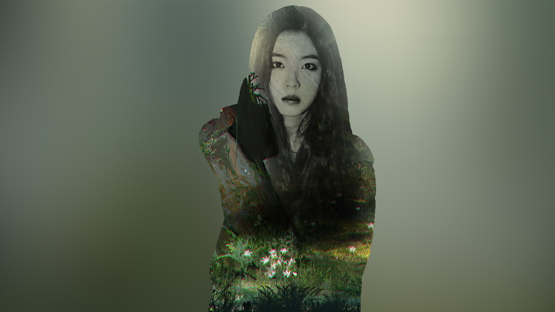 irene, looking at camera, colored background, young adult, standing, lifestyles, indoors, contemplation, multiple exposure, K-pop, one person, portrait, HD Wallpaper