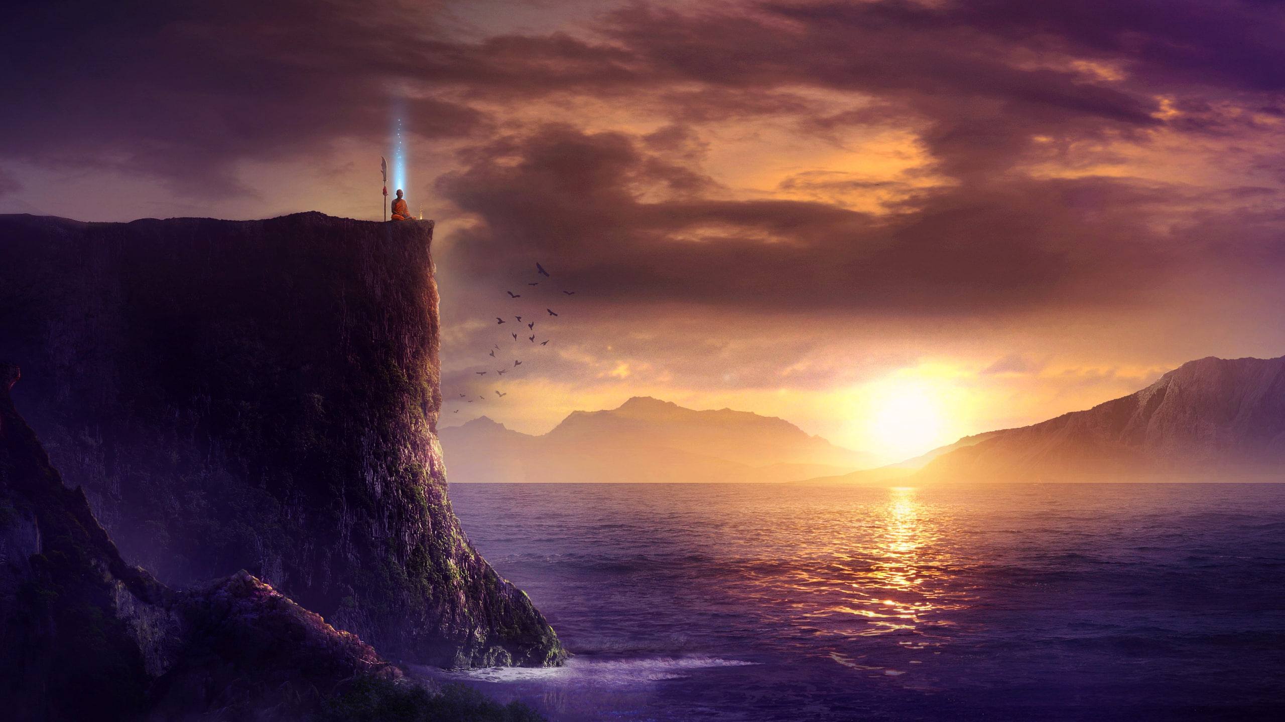 2K, spiritual, sunrise, fantasy art, HD Wallpaper