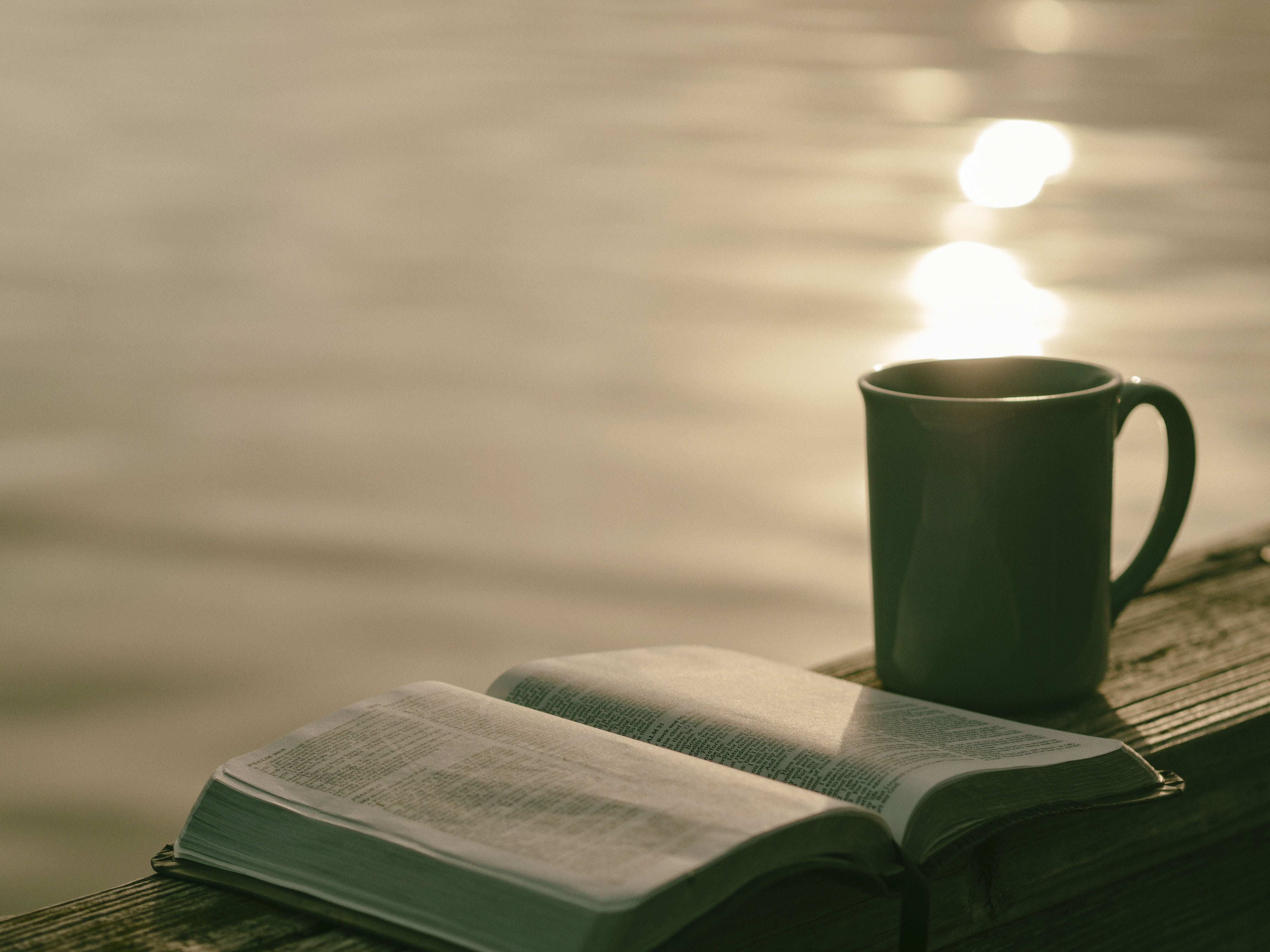 table, pages, no people, open, nature, sheet, drink, coffee, sun, literature, beside, book, religion, 4K, mug, chapter, refreshment, publication, cup, HD Wallpaper