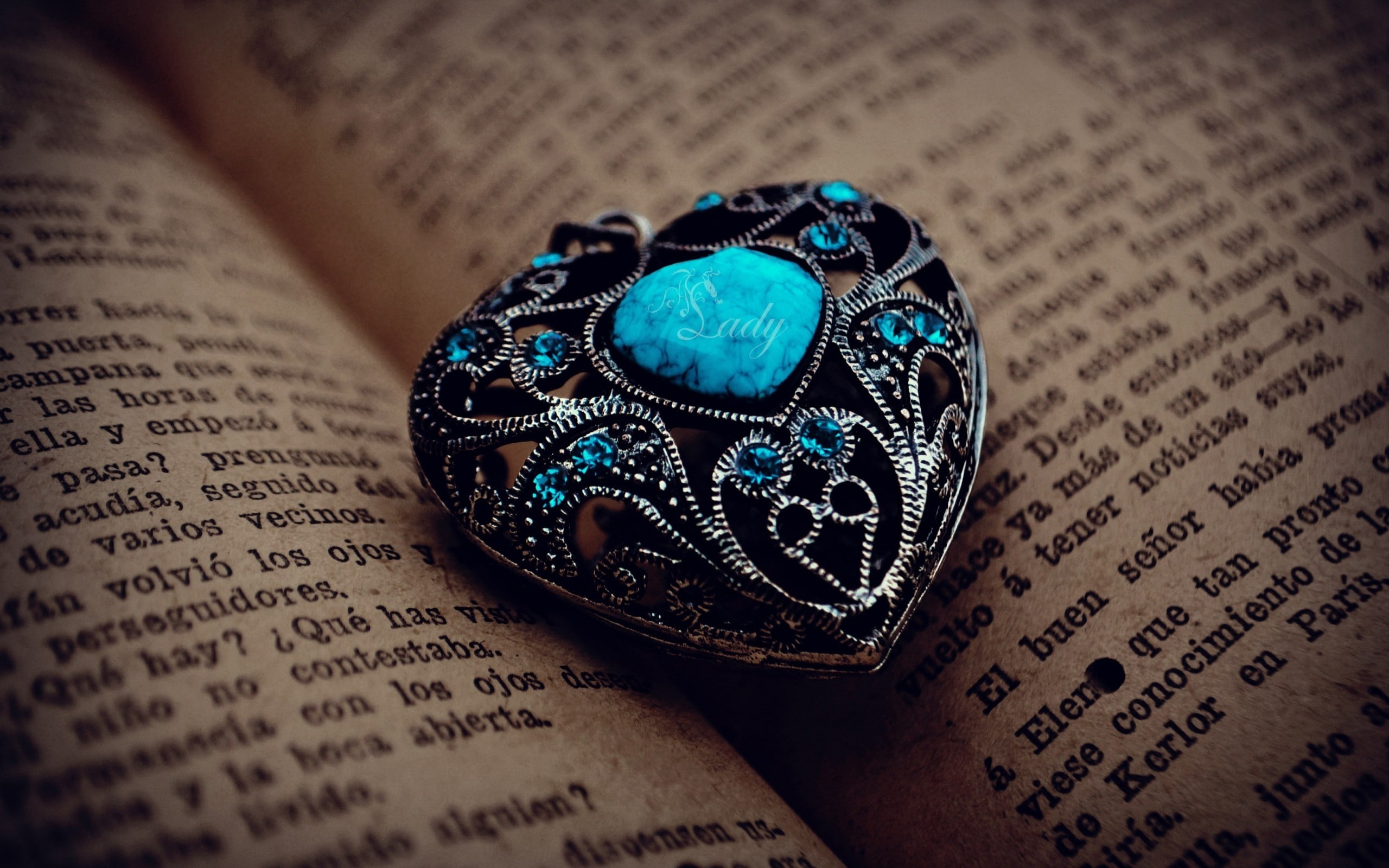 selective focus, no people, text, Pendant, number, spirituality, ring, religion, high angle view, Book, Bookmark, still life, fashion, luxury, design, close-up, HD Wallpaper