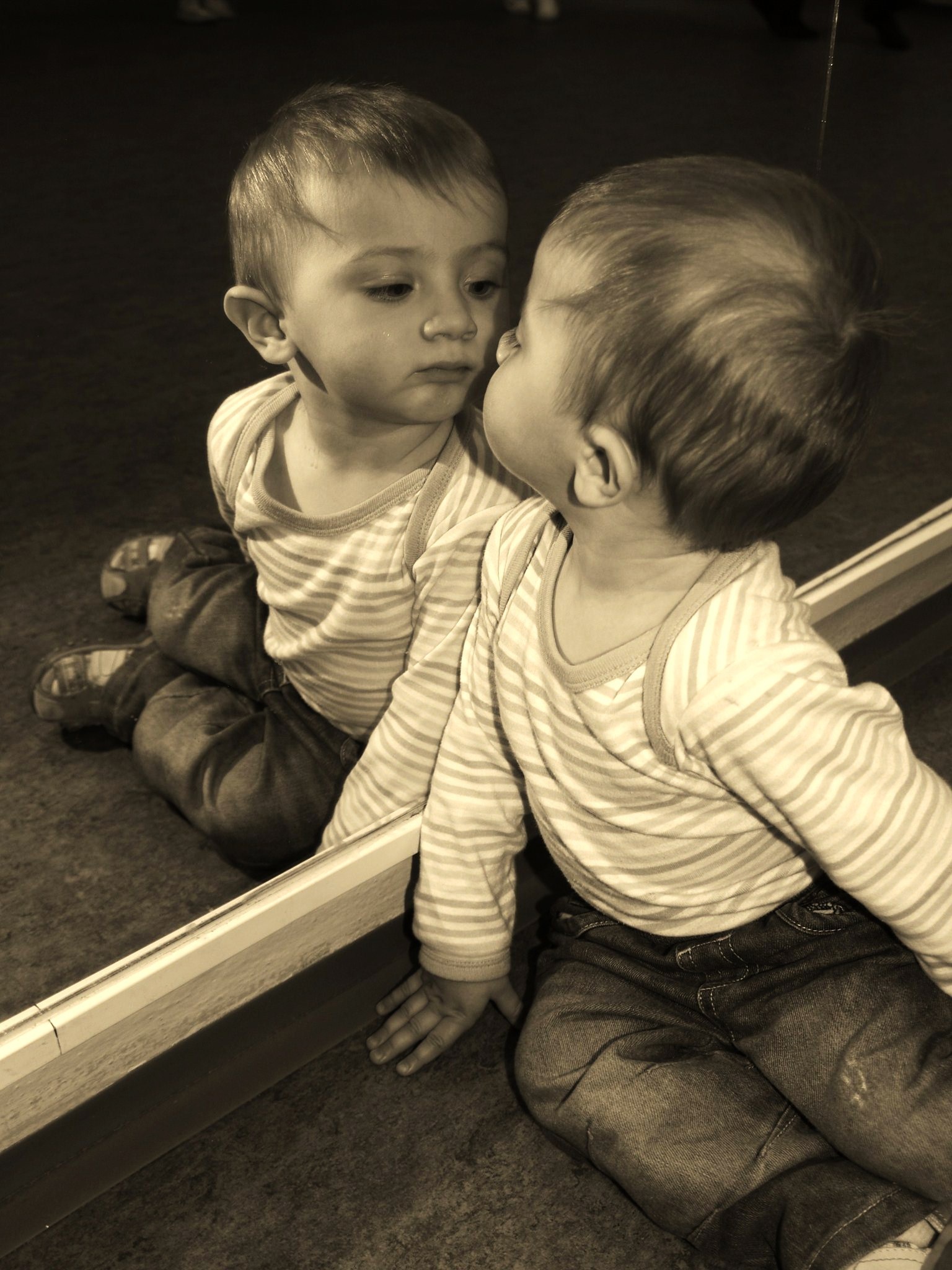 baby, cognition, men, two people, indoors, 1080P, togetherness, brother, boys, casual clothing, sibling, child, sitting, childhood, sister, reflection, Phone HD Wallpaper