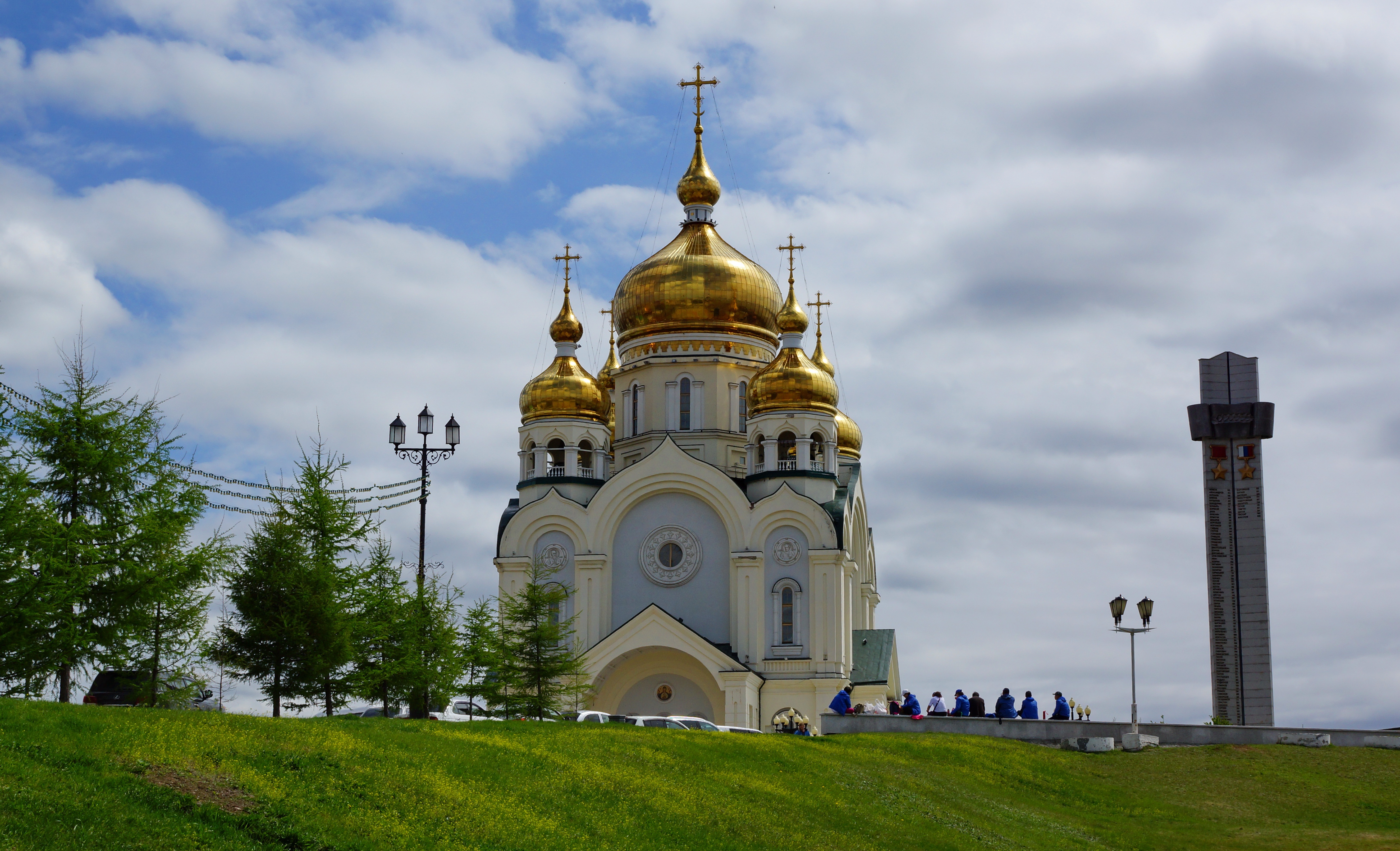 orthodoxy, spaso-preobrazhenskiy, group of people, russia, tree, temple, place of worship, spirituality, religion, day, plant, cathedral, nature, dome, HD Wallpaper