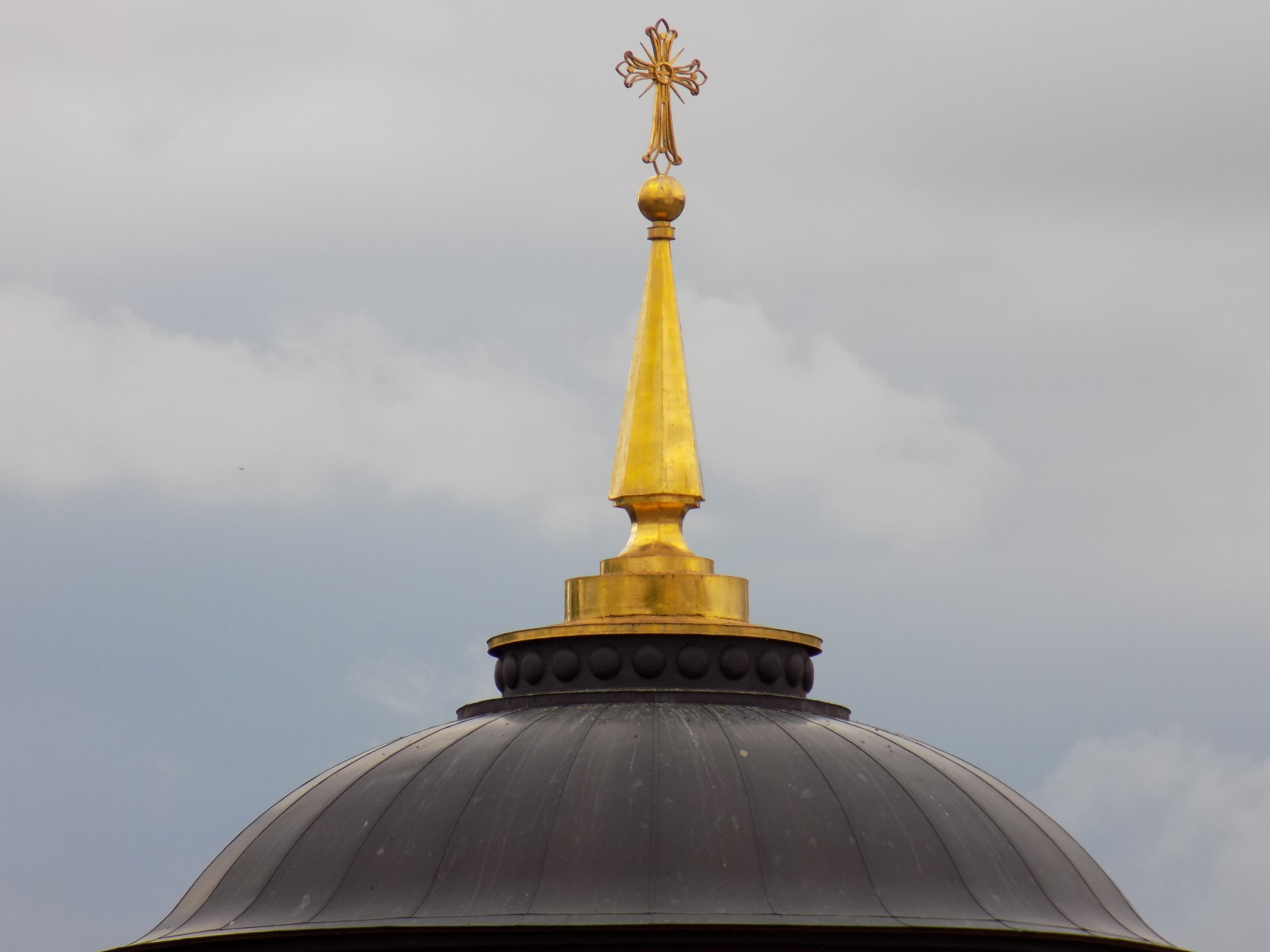 golden cross, vera, religion, the orthodox church, cloud - sky, outdoors, no people, christianity, day, raw photo, place of worship, 5K, travel destinations, HD Wallpaper