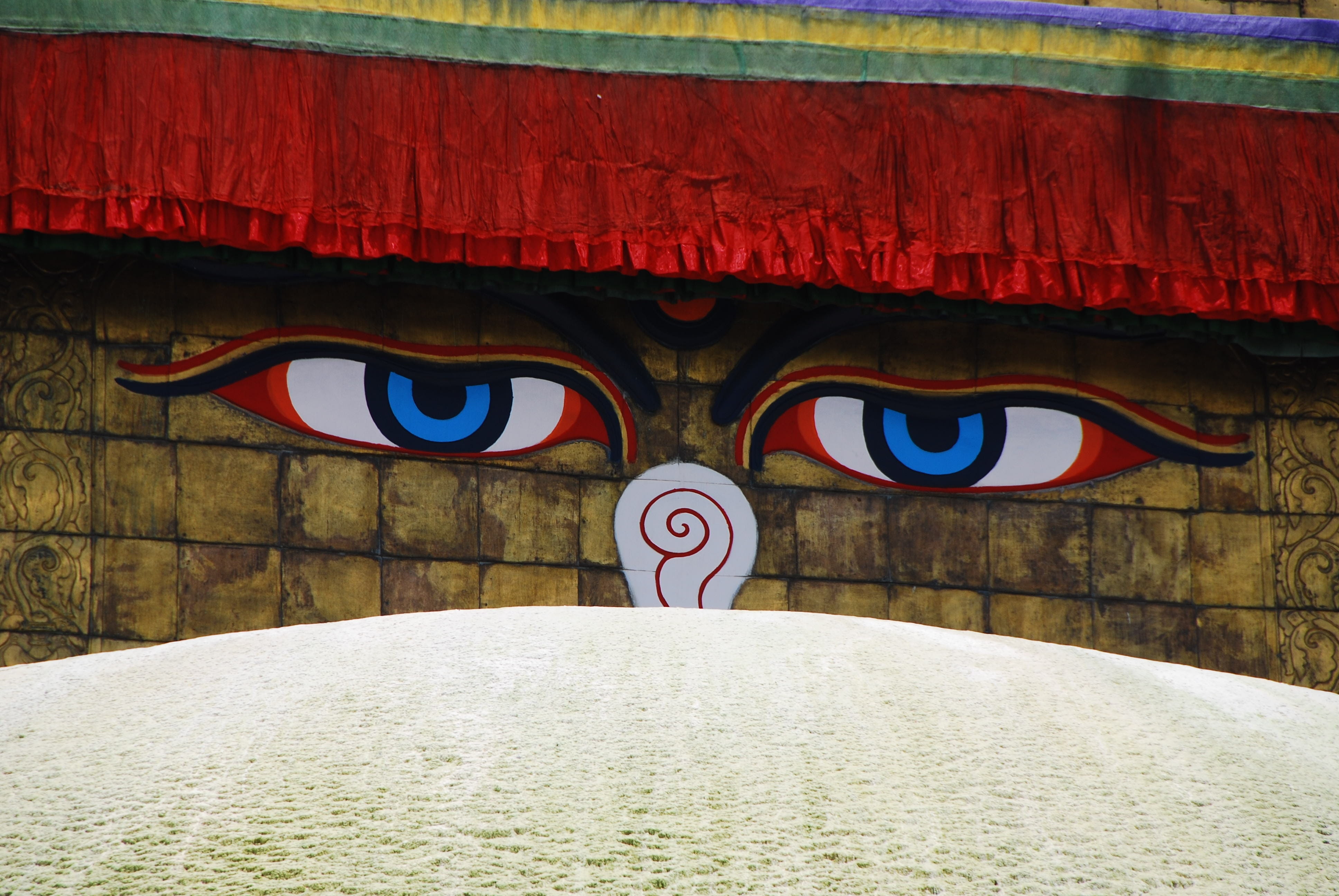 text, India, Culture, boudhanath, building, outdoors, wall, creativity, multi colored, building exterior, 4K, sign, Travel, buddhism, architecture, no people, HD Wallpaper