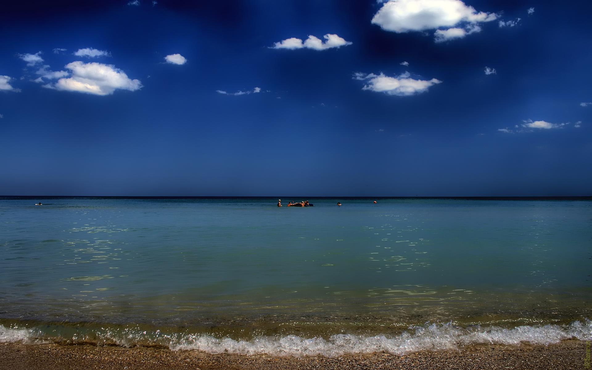 rays, clouds, romania, black, ocean, orange, sunny, both, calm, blue, altocumulus, 1080P, water, HD Wallpaper