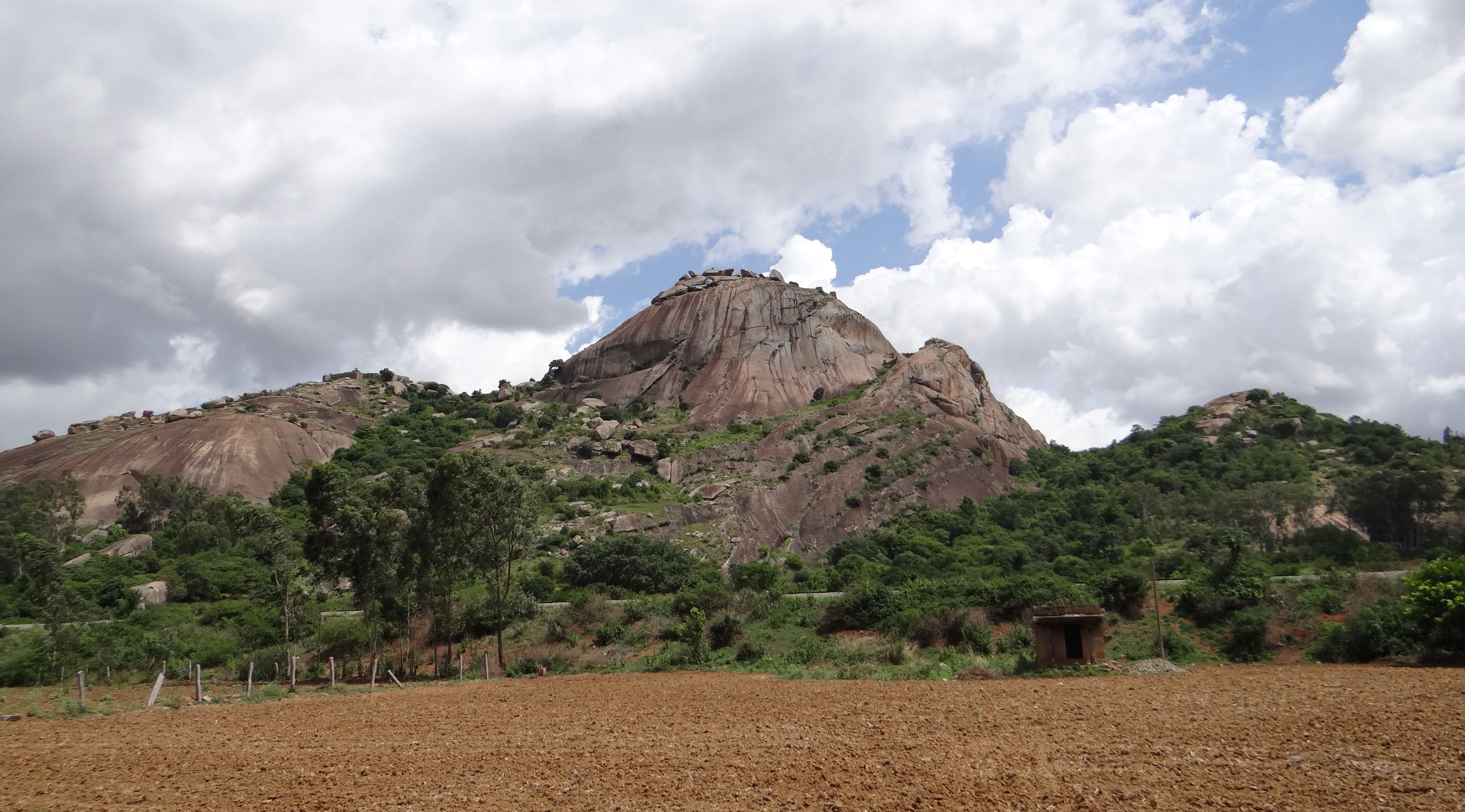 landscape, india, karnataka, beauty in nature, land, eroded, rock - object, solid, rock, tree, sky, formation, non-urban scene, mountain, mountain peak, HD Wallpaper