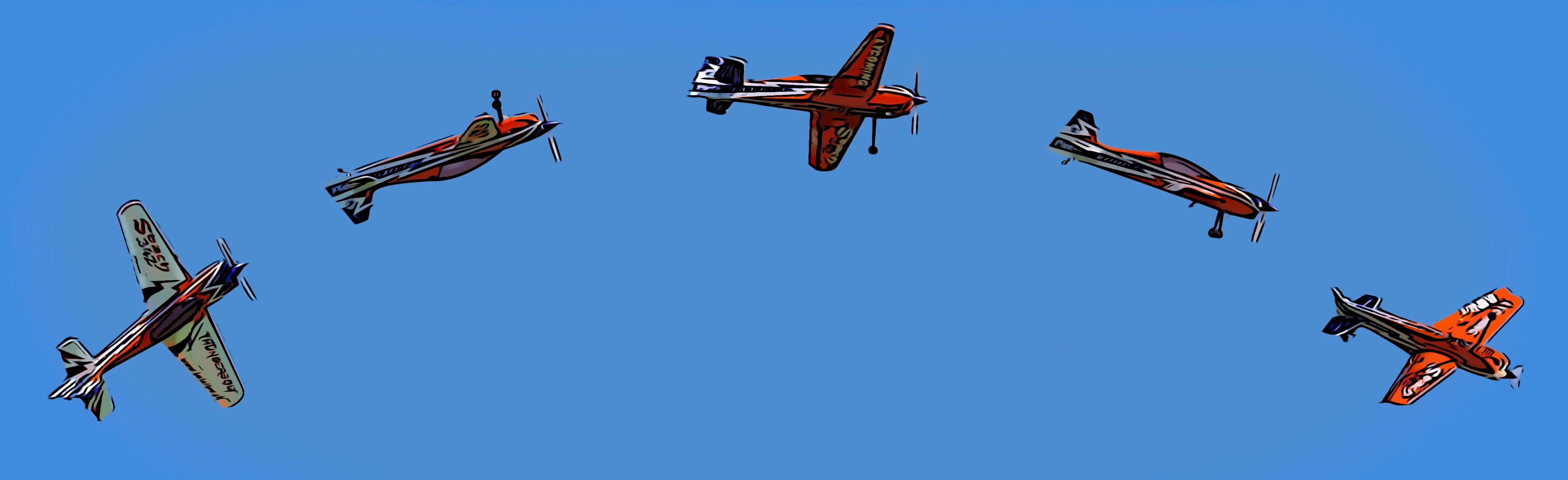 sky, vapor trail, fast, air, day, flying, comic, blue, clear sky, airplane, high, motion, aerobatics, wing, air vehicle, war, show, planes, airshow, plane, HD Wallpaper