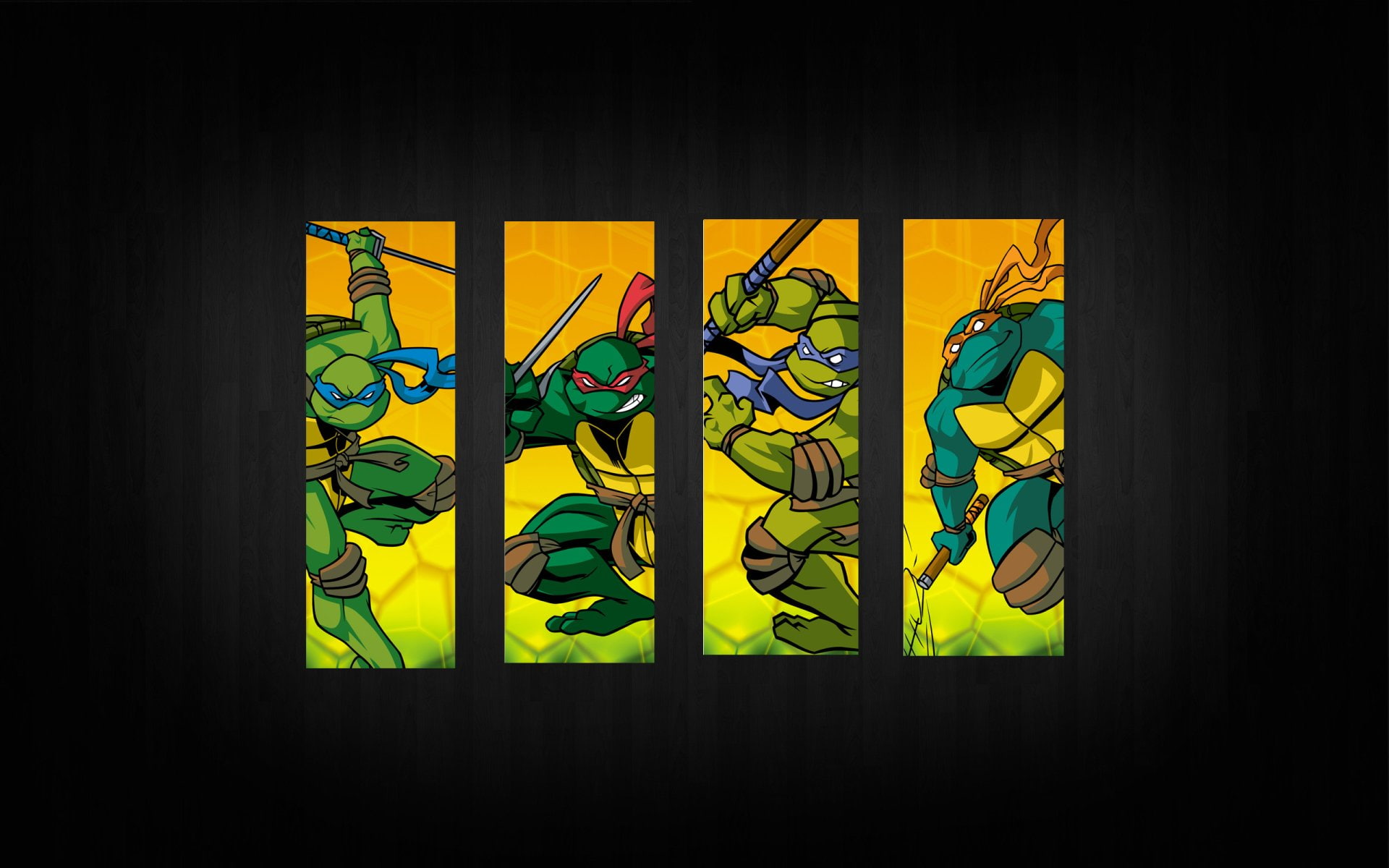 1080P, studio shot, TMNT, yellow, Leonardo (TMNT), Donatello (TMNT), human representation, no people, art and craft, Raphael (TMNT), wall - building feature, HD Wallpaper