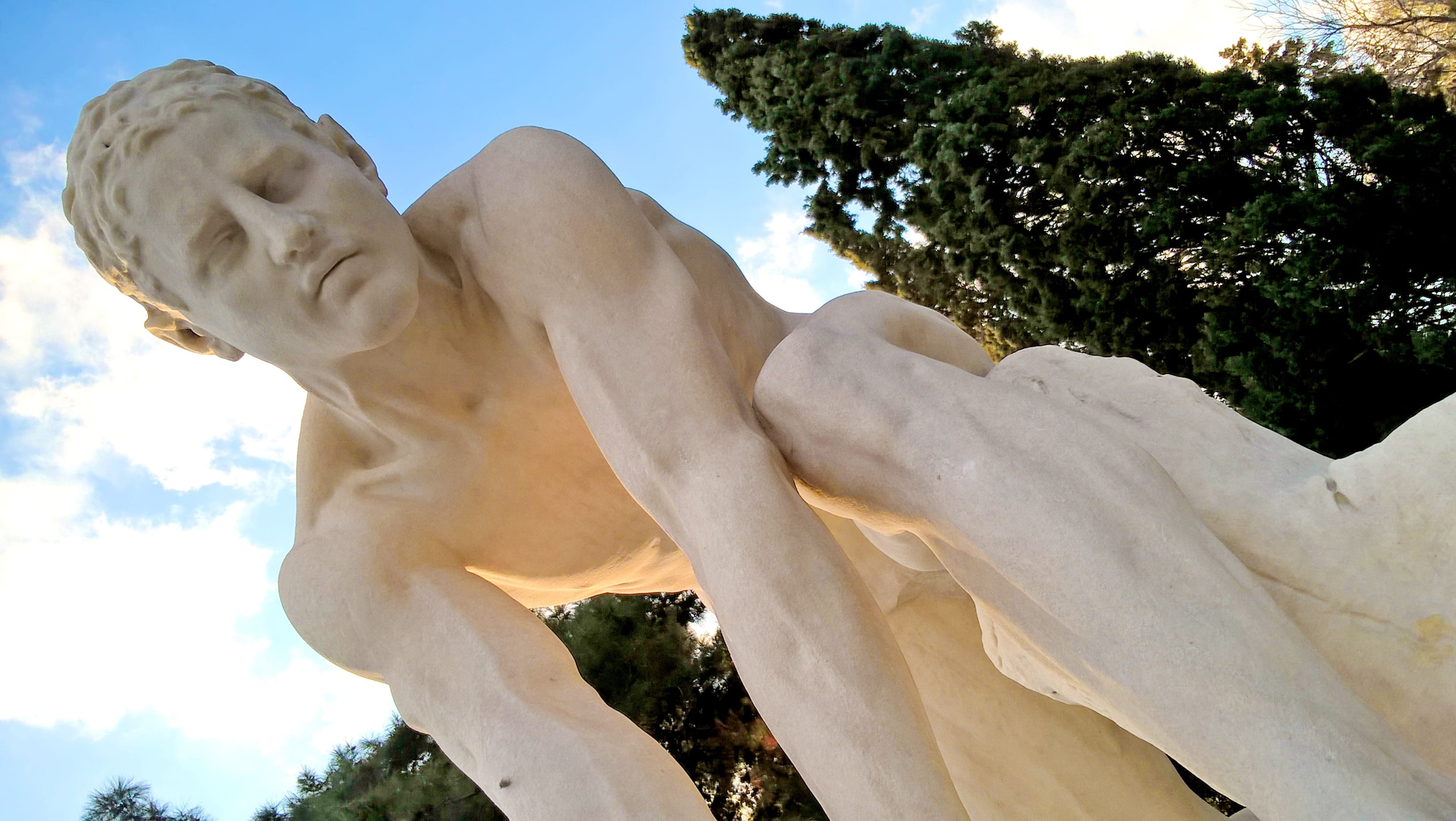 Sculpture, plant, art, creativity, Stone, old, craft, no people, statue, representation, nature, Greece, europe, human representation, marble, low angle view, HD Wallpaper