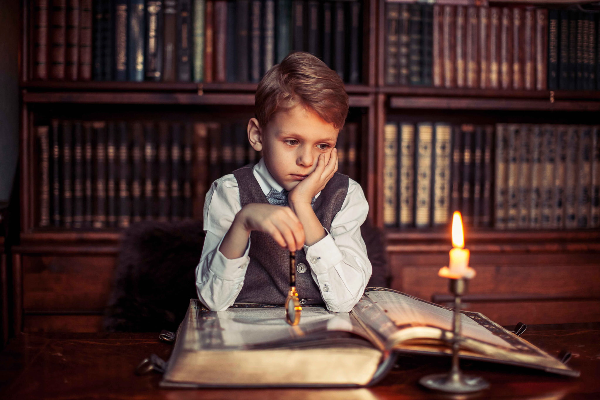 library, 1080P, boy, book, Philosophical mood, HD Wallpaper