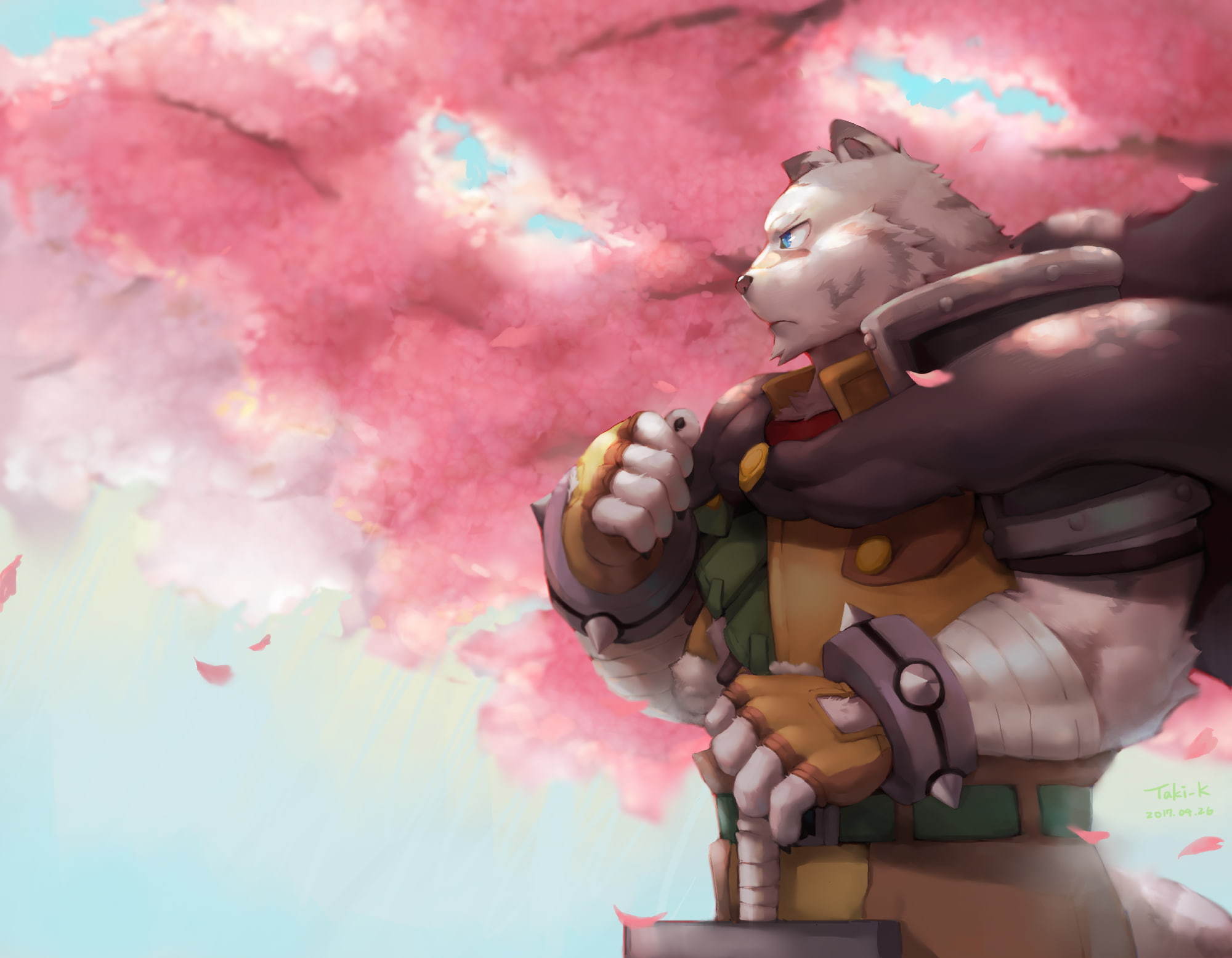 beast, sakura blossom, ero kara hajimeru mahou no sho, scenic, Anime, 1080P, youhei, HD Wallpaper
