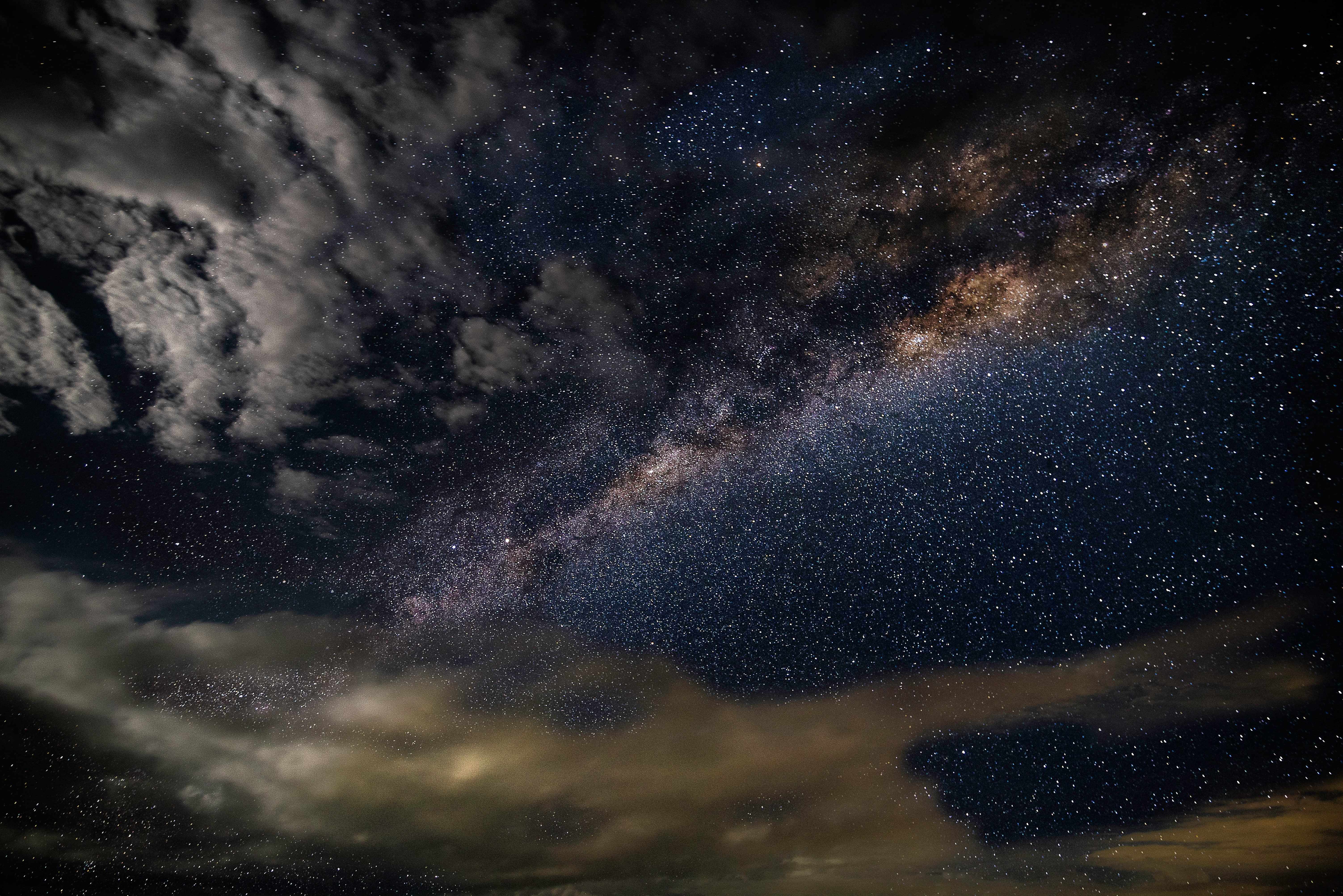 cloud - sky, stars, clouds, night, sky, nature, star - space, infinity, 5K, milky way, astronomy, space and astronomy, space, no people, outdoors, storm, HD Wallpaper