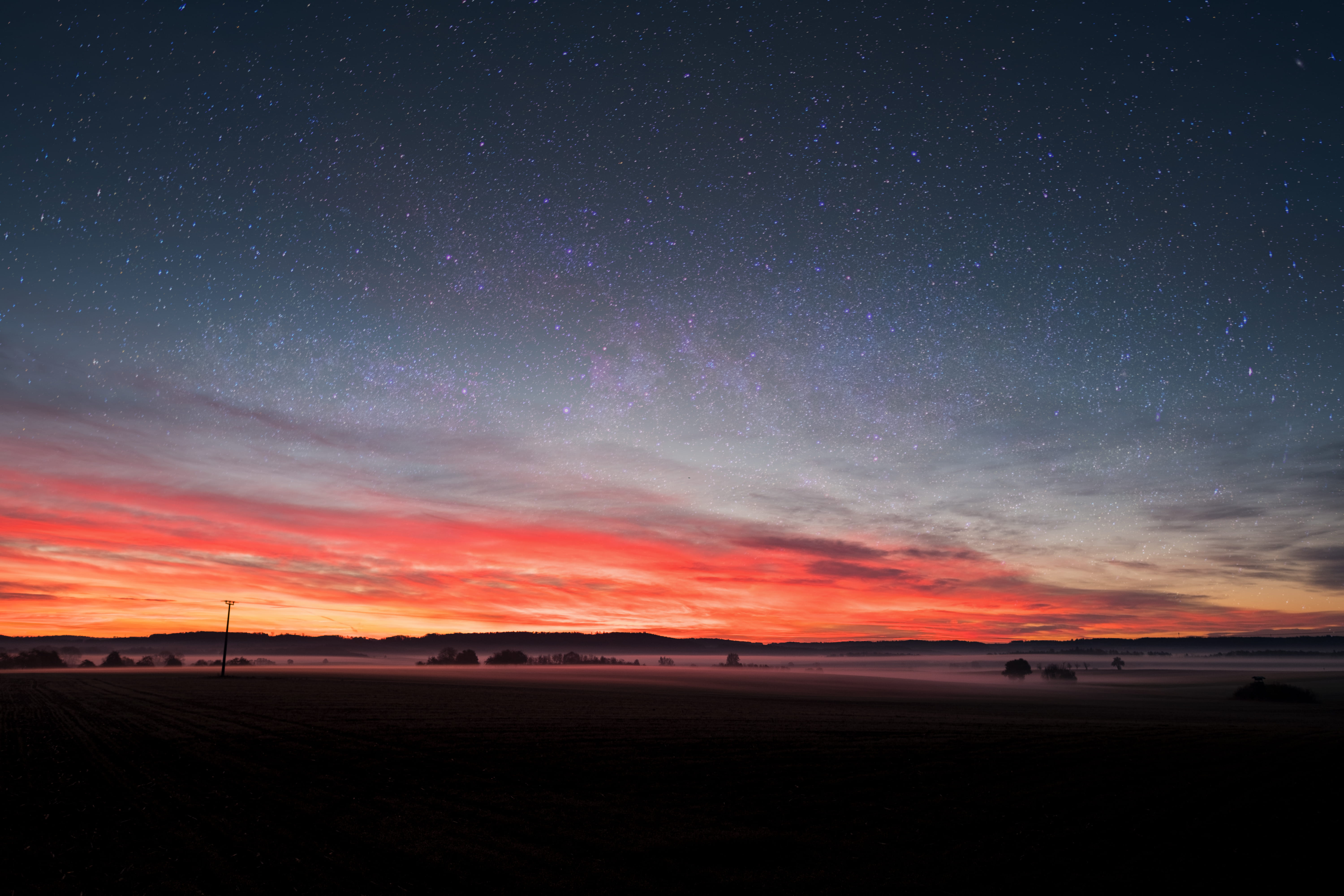 beauty in nature, view, star - space, starry, scenics - nature, sky, cloud - sky, no people, grass field, scenic, dusk, night, grassland, HD Wallpaper