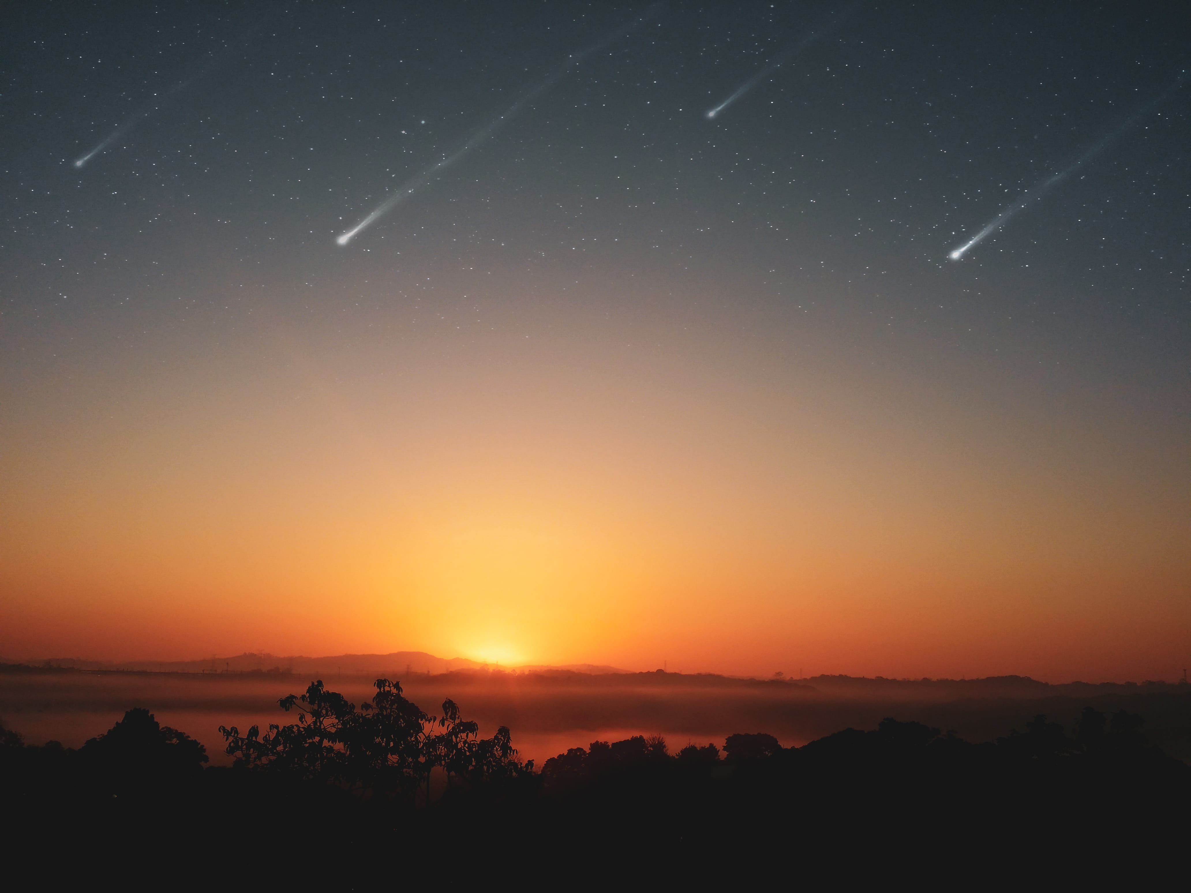 HD, idyllic, atmosphere, galaxy, outdoors, sunset, tranquil scene, star, photo, night, majestic, 4K, shooting stars, scenics - nature, sunrise, HD Wallpaper