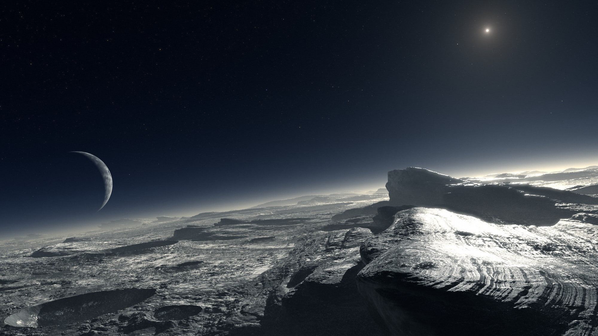 scenics - nature, Dwarf planet, sky, outdoors, landscape, tranquility, space and astronomy, cold temperature, space, Pluto, beauty in nature, full moon, HD Wallpaper