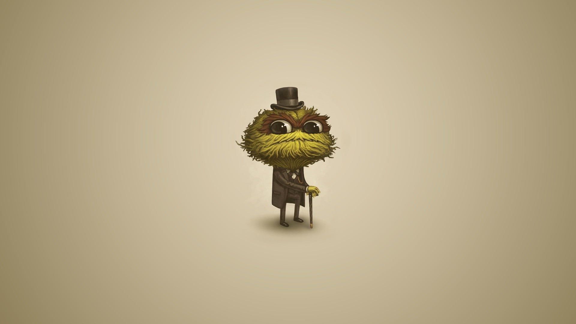 simple background, Oscar The Grouch, artwork, 1080P, Sesame Street, minimalism, HD Wallpaper
