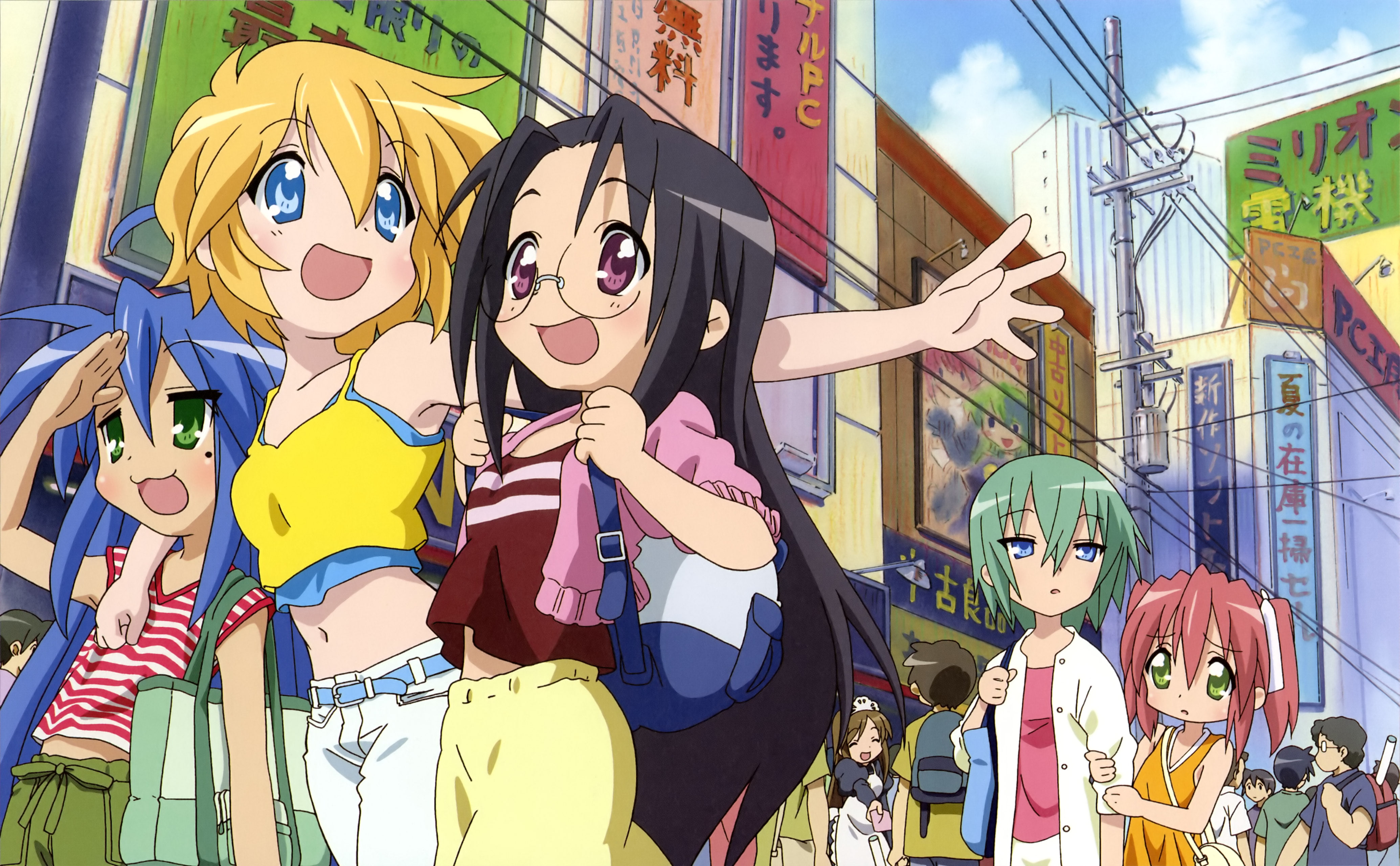 Hiyori Tamura, Yutaka Kobayakawa, Lucky Star, Patricia Martin, 4K, Anime, Konata Izumi, Minami Iwasaki, HD Wallpaper