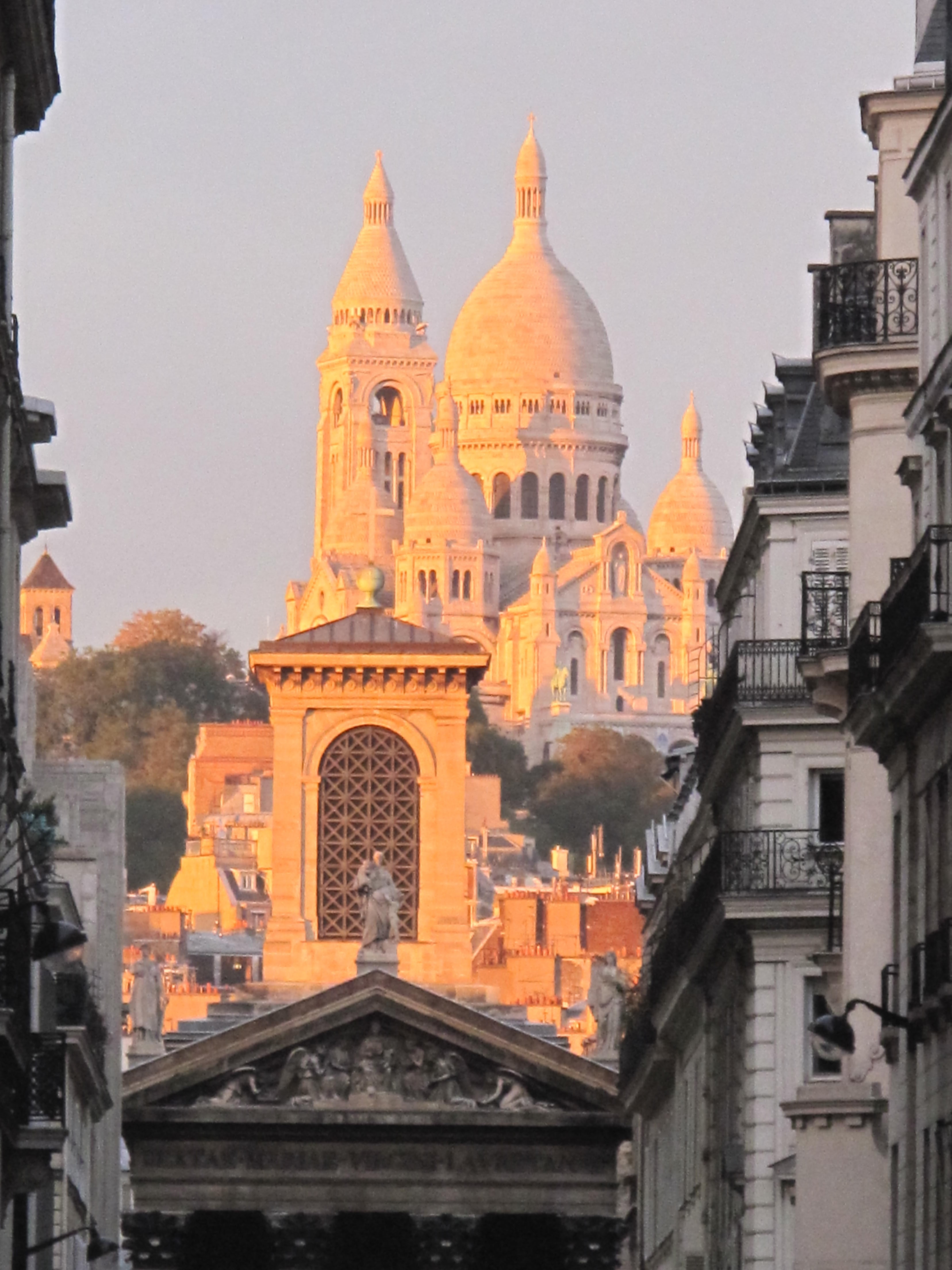 place of worship, sacre coeur, historic, travel destinations, nature, spirituality, travel, tourism, sky, orange color, paris, belief, building, cityscape, Phone HD Wallpaper