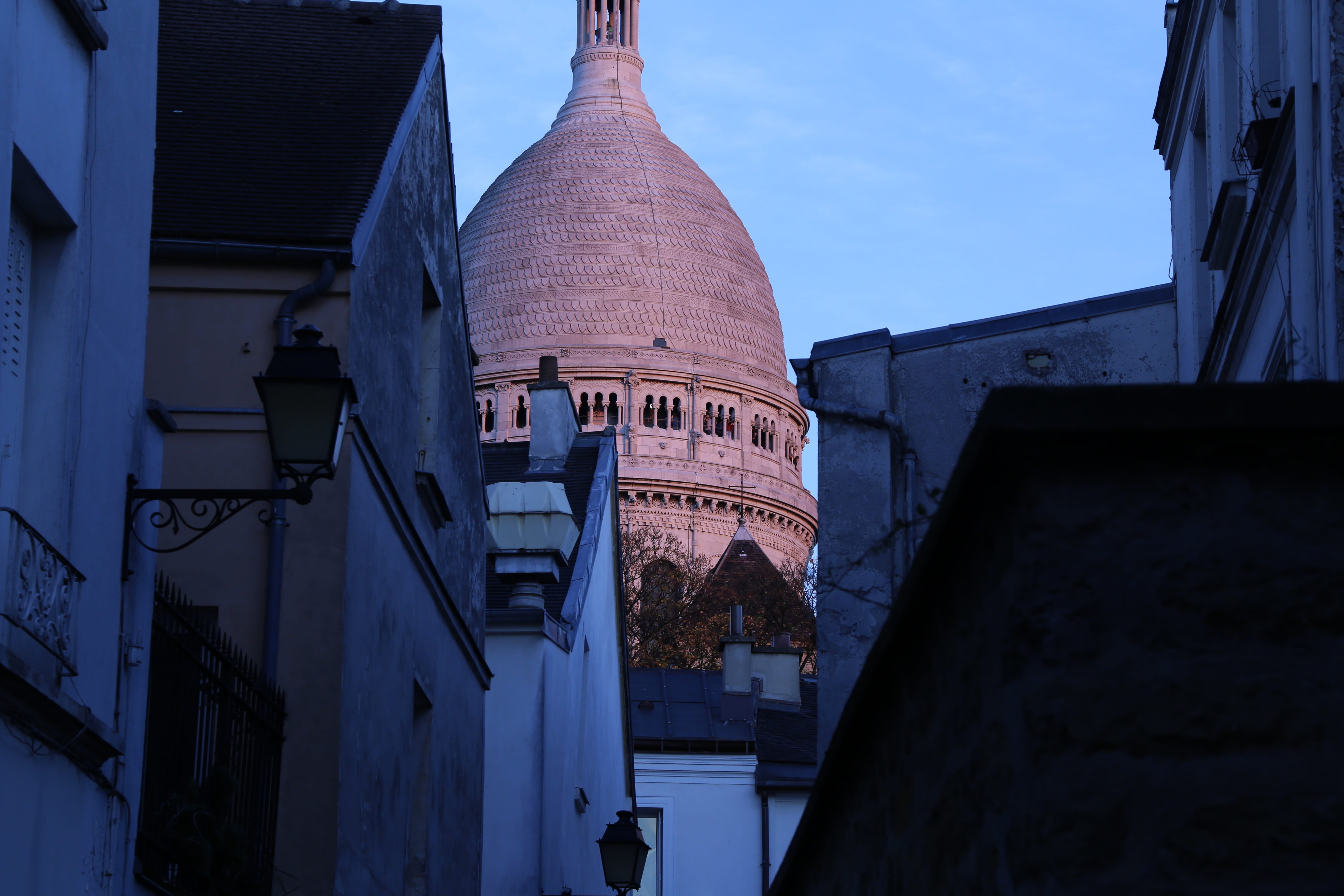 church, religion, history, light, building, sky, outdoor, picturesque, blue, famous, beautiful, romance, 5K, spirituality, coeur, street, basilica, outdoors, HD Wallpaper