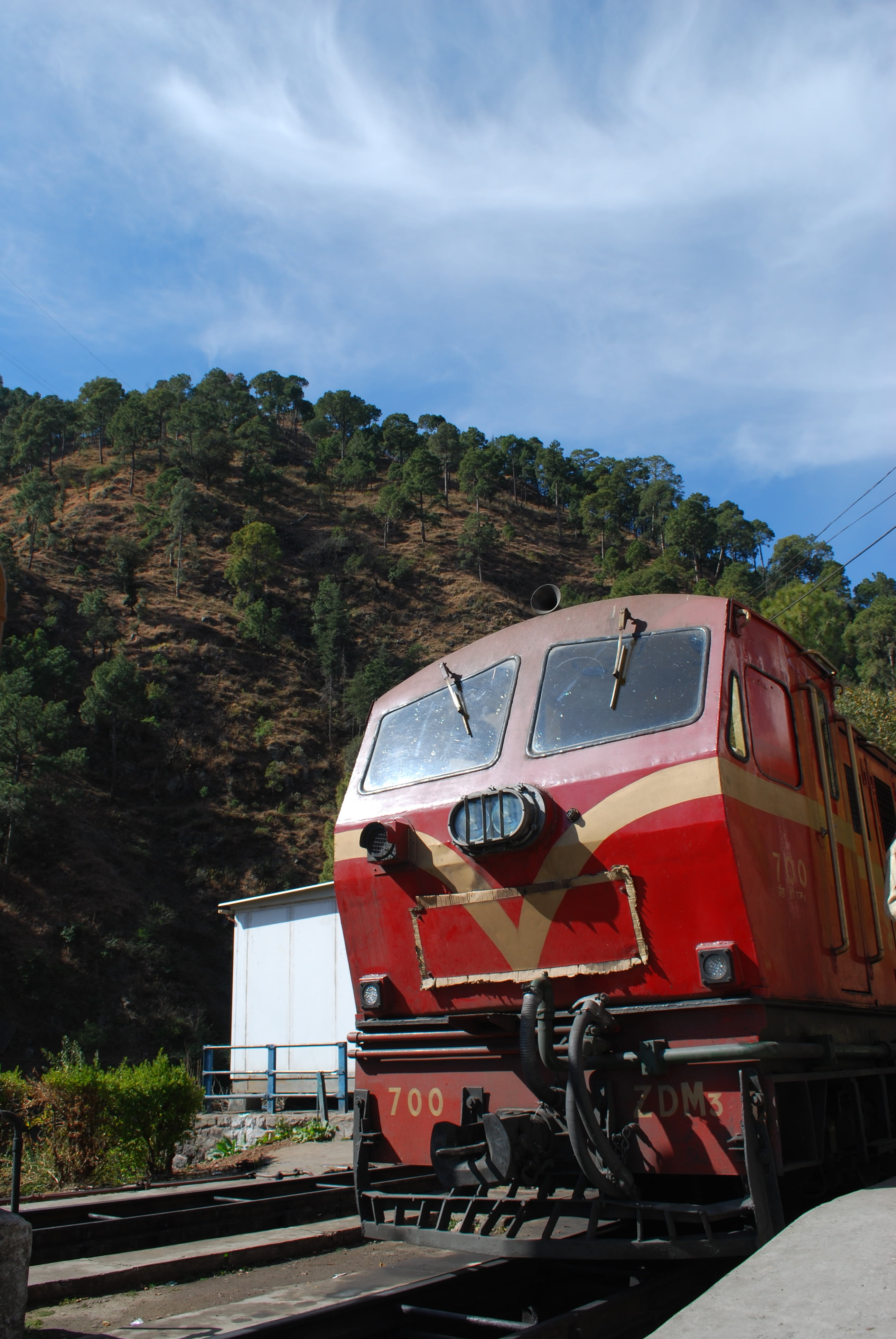 cloud - sky, red, transportation, world, rail transportation, asian, travel, nature, engine, train, plant, coach, mode of transportation, motor vehicle, Phone HD Wallpaper