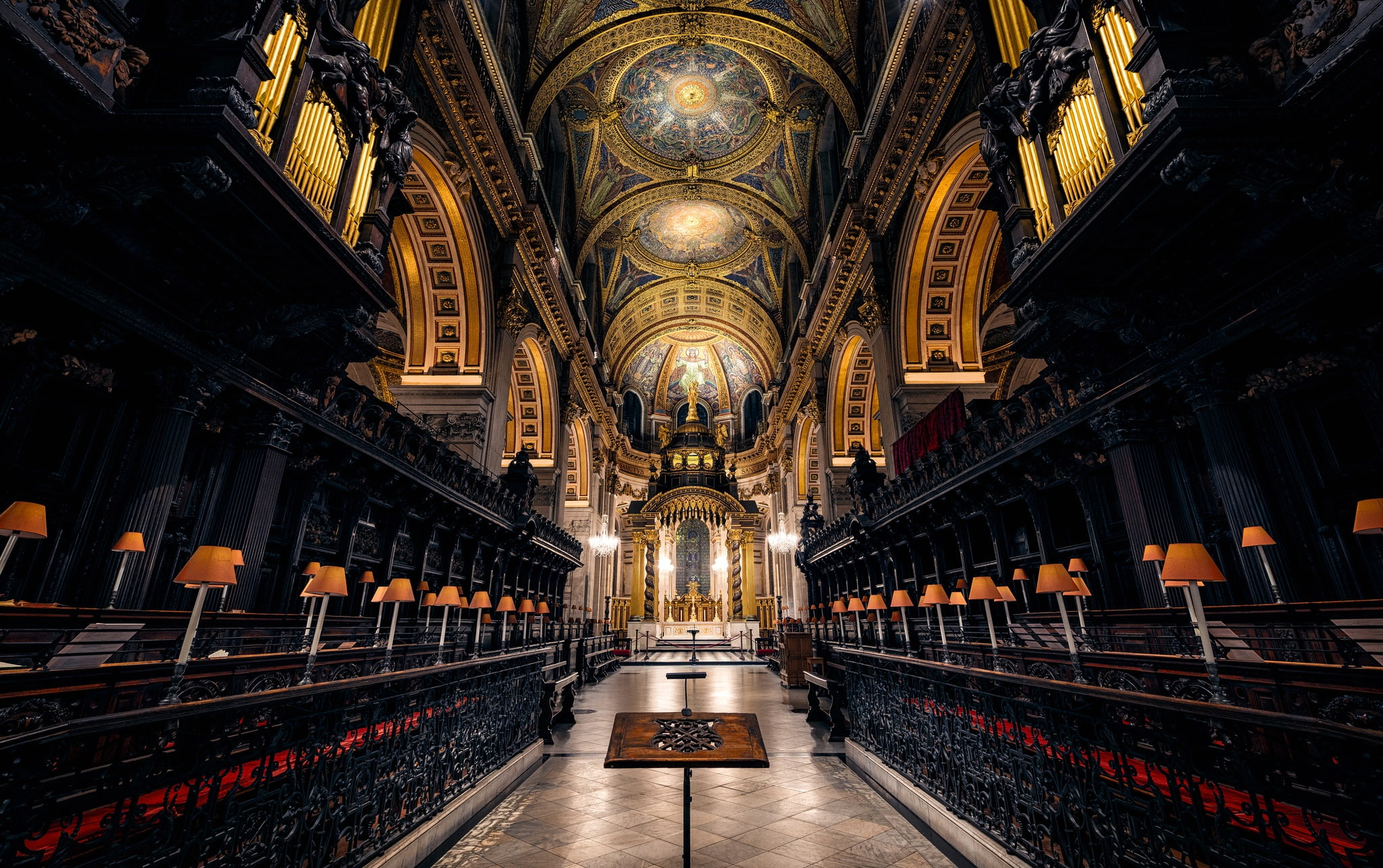 St. Pauls Cathedral, the nave, London, 1080P, religion, architecture, England, HD Wallpaper