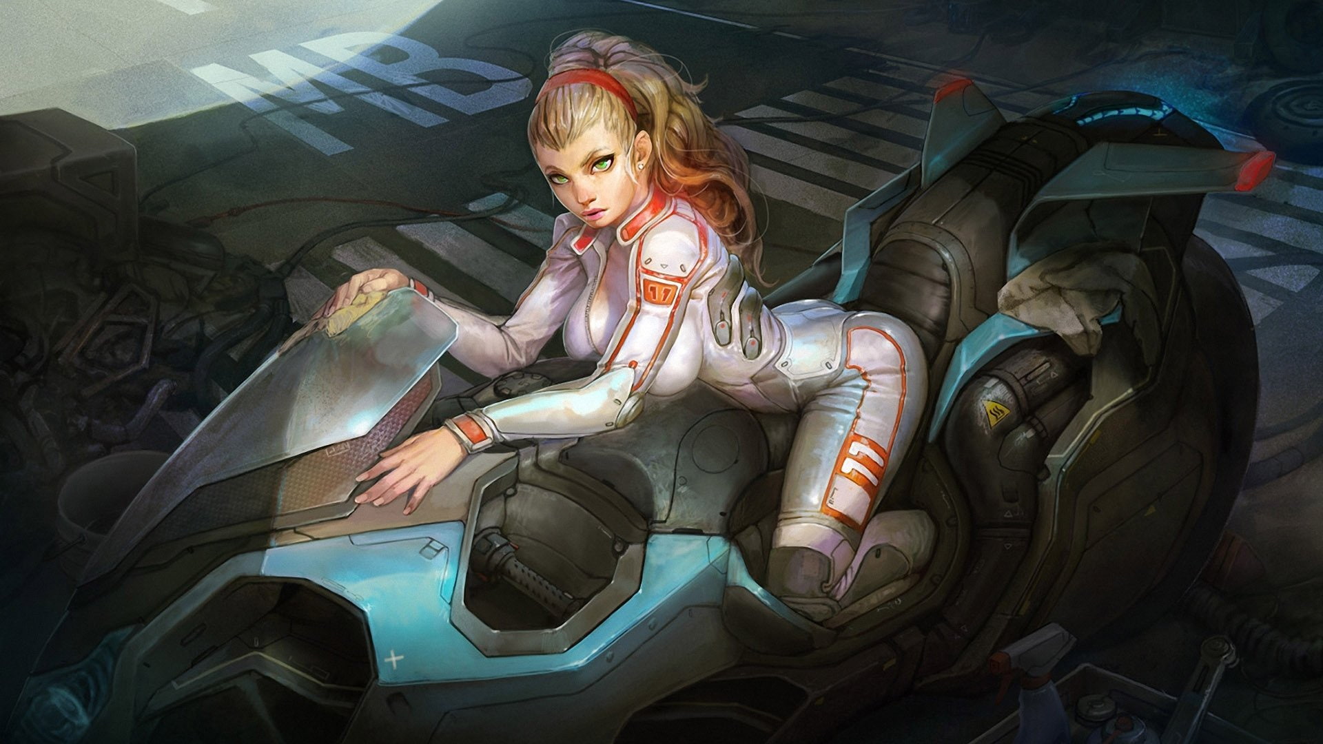 1080P, ficcion, ciencia, moto, mujer, futuro, HD Wallpaper