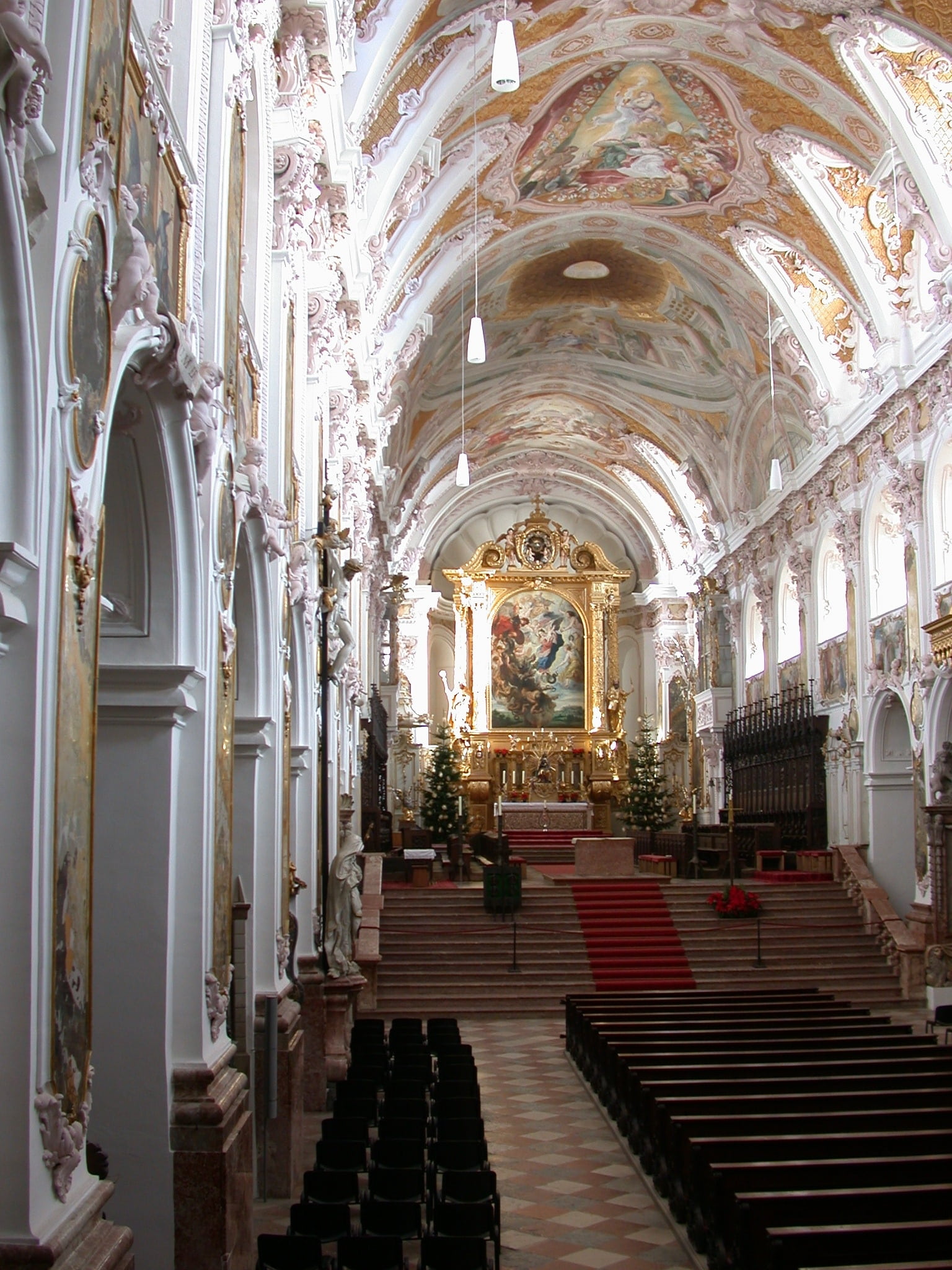 bavaria, spirituality, direction, staircase, the way forward, church, christian, house of worship, arch, aisle, nave, architecture and art, religion, ornate, Phone HD Wallpaper