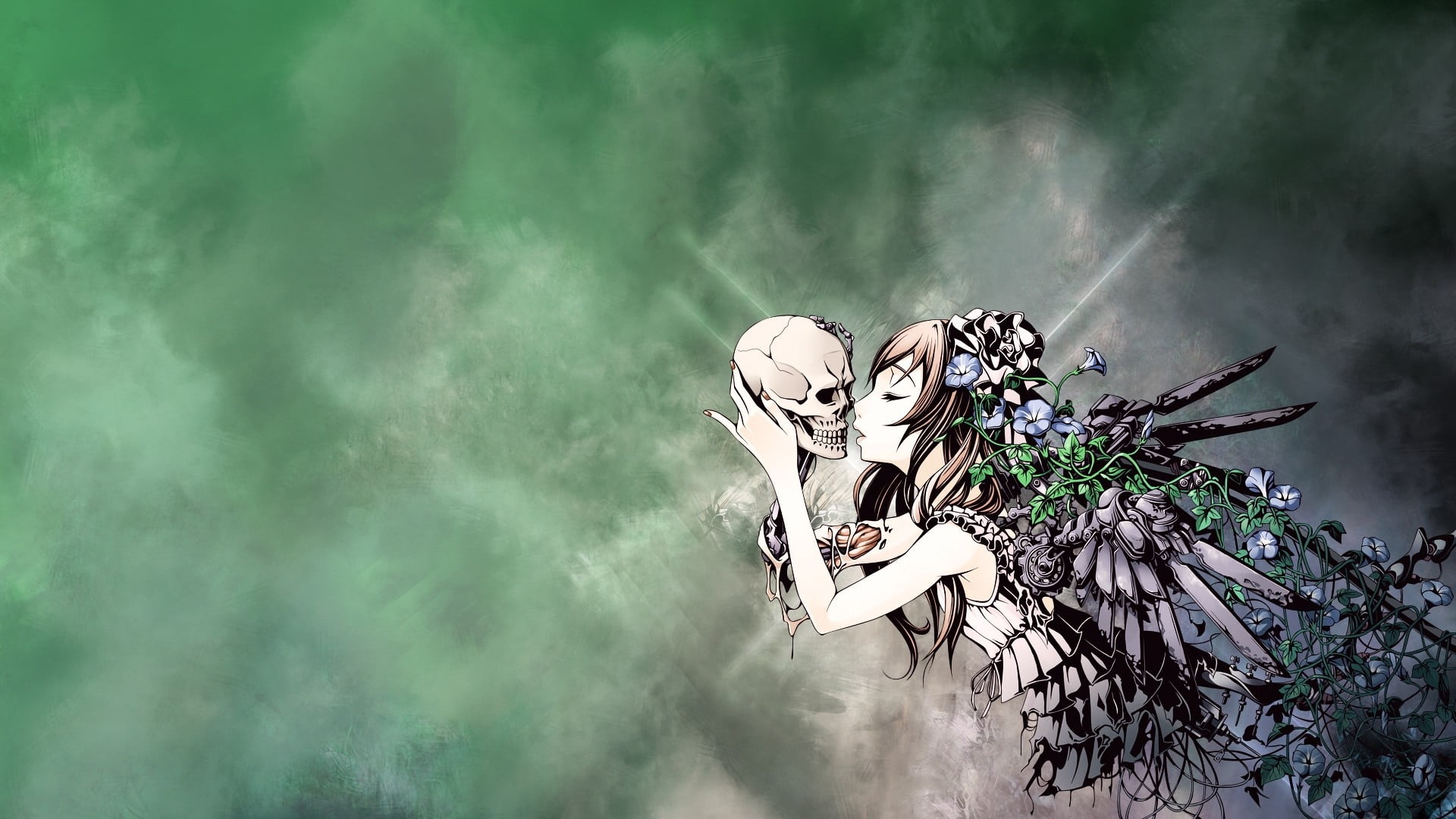 skull, prayer, outdoors, one Person, imagination, skeleton, tree, smoke - physical structure, fantasy, celebration, call, females, no people, religion, HD Wallpaper