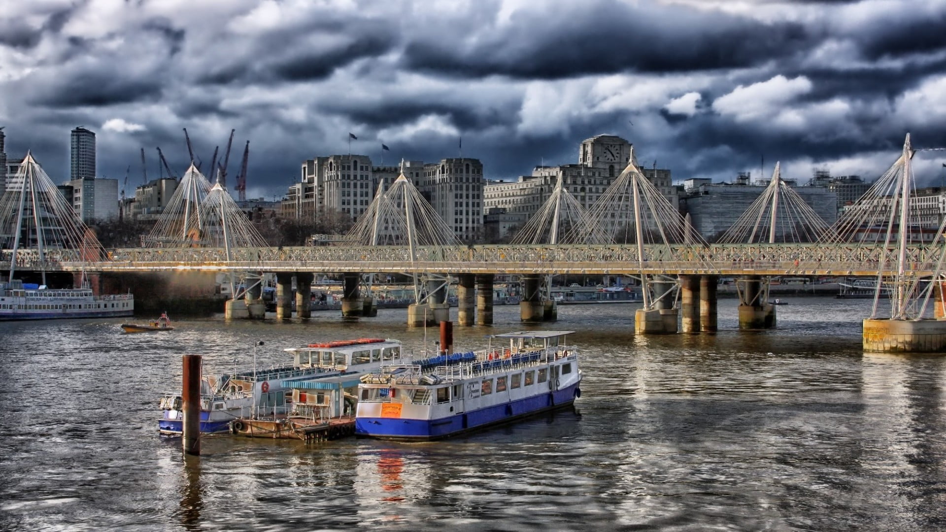 boat, dock, coast, river, travel, bridge - man made structure, buildings, building, port, day, sky, waterfront, water, fisherman, house, transportation, HD Wallpaper