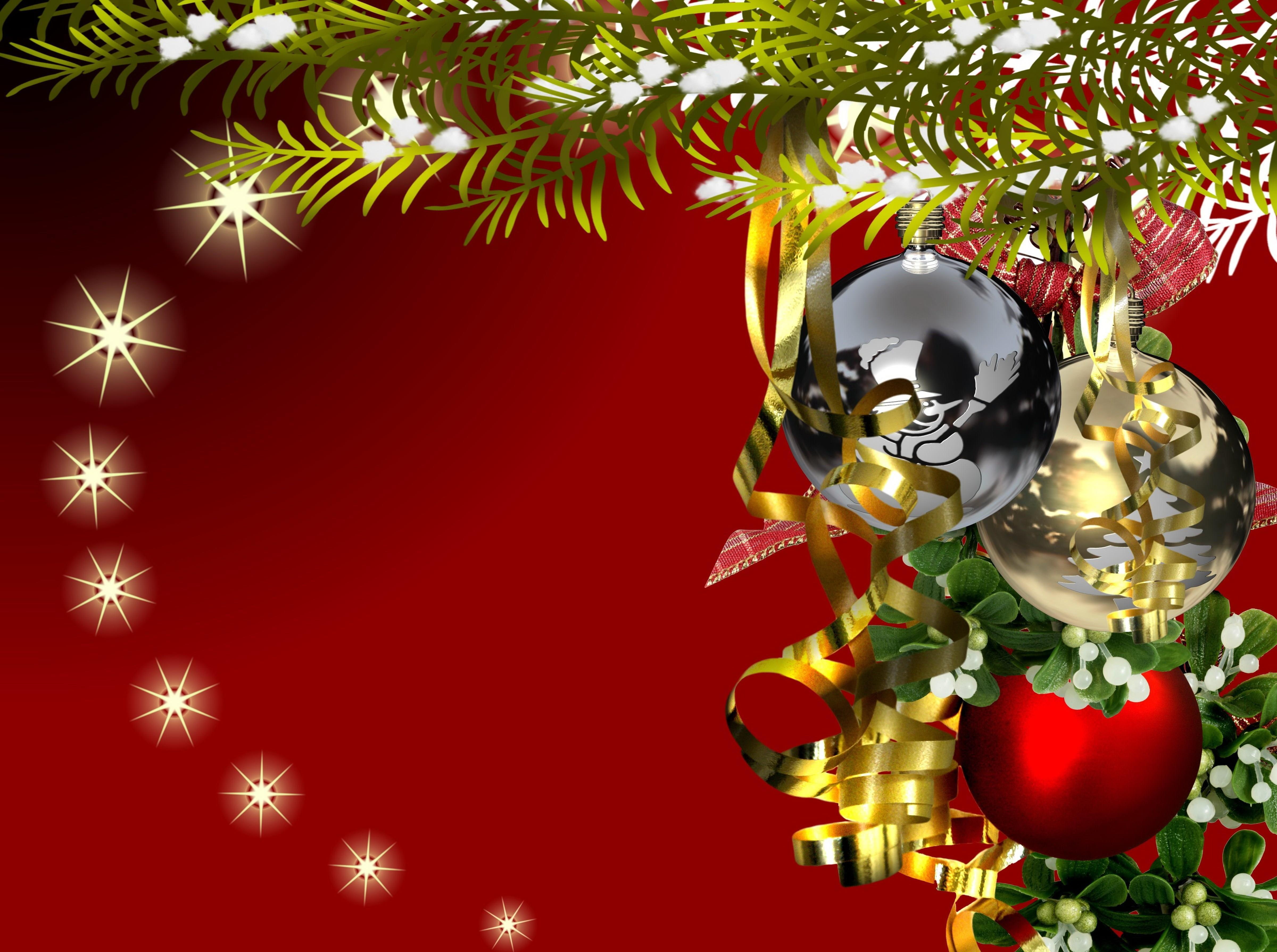 bunch, branch, ribbon, decorations, snow, christmas, garland, balloons, christmas decorations, 4K, HD Wallpaper