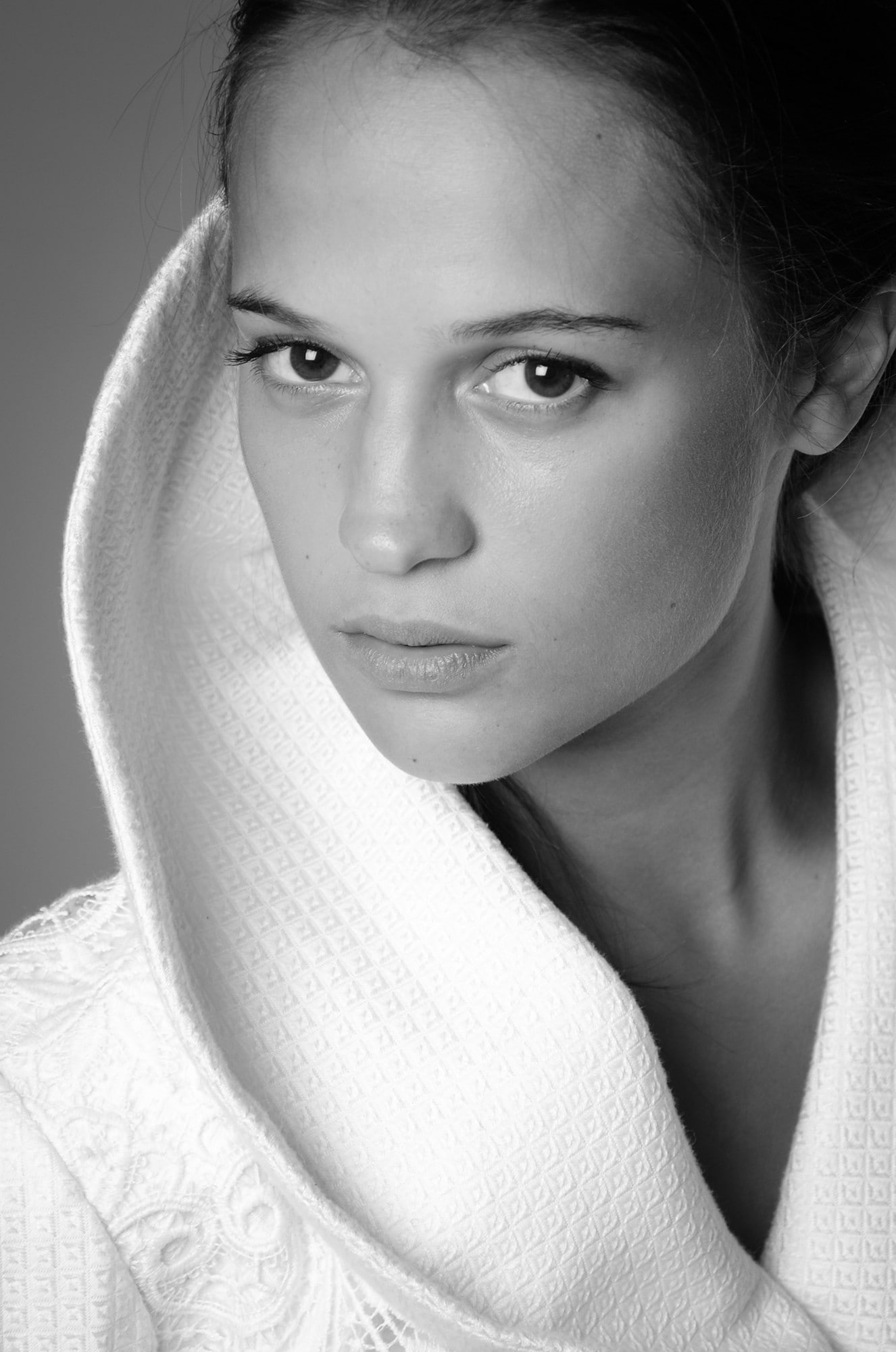 women, Alicia Vikander, 1080P, actress, monochrome, Phone HD Wallpaper
