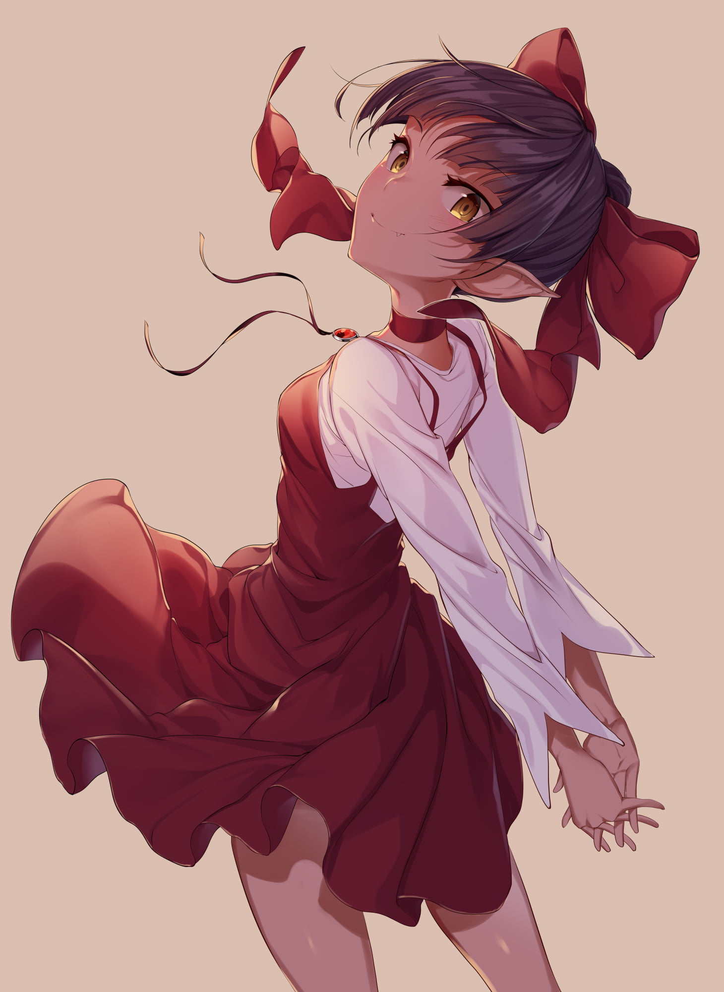 Neko-Musume, red dress, 1080P, anime girls, GeGeGe no Kitarou, Phone HD Wallpaper