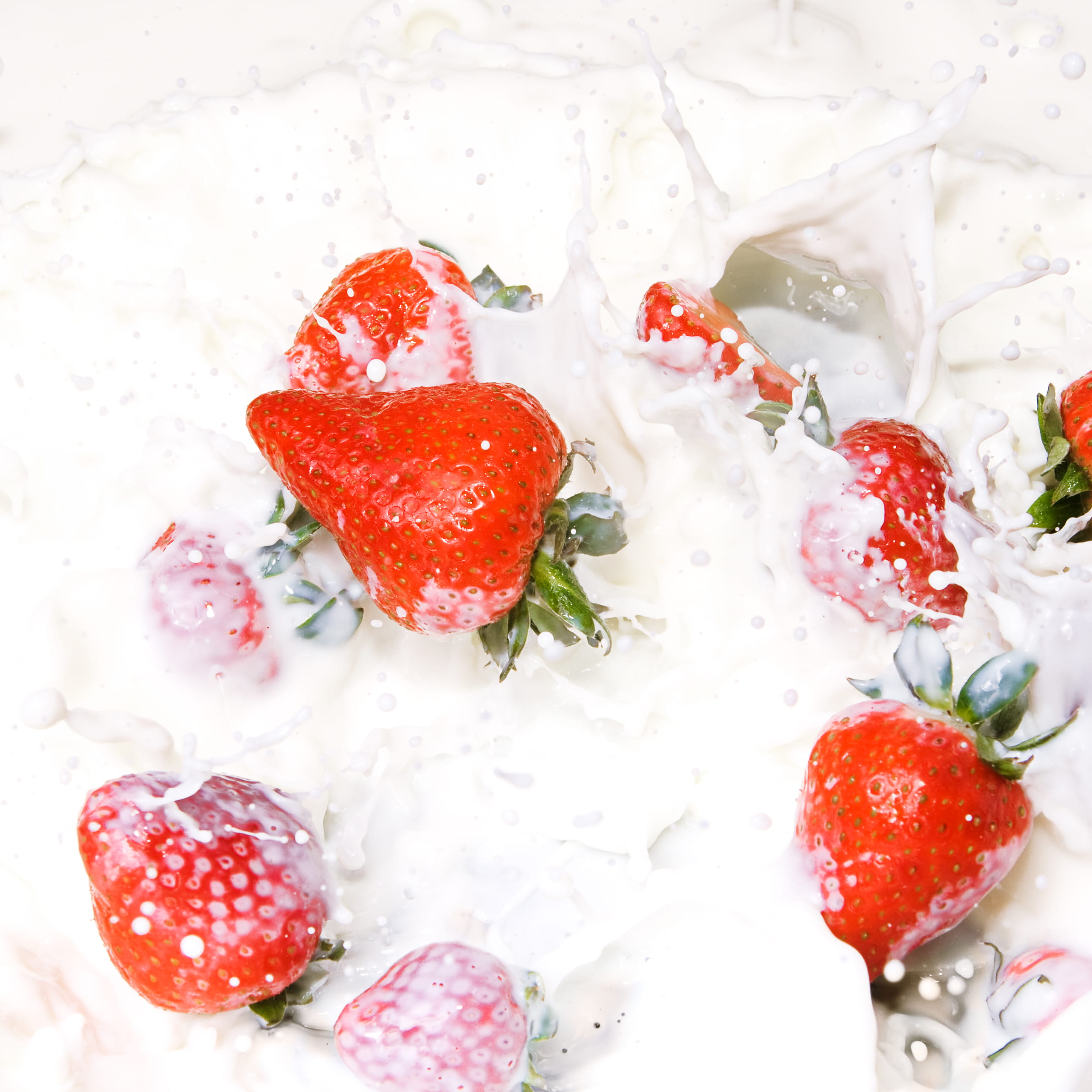 drop, still life, berry, cream, tasty, full frame, temptation, dessert, yogurt, fruit, dairy product, delicious, berry fruit, red, close-up, strawberry, HD Wallpaper