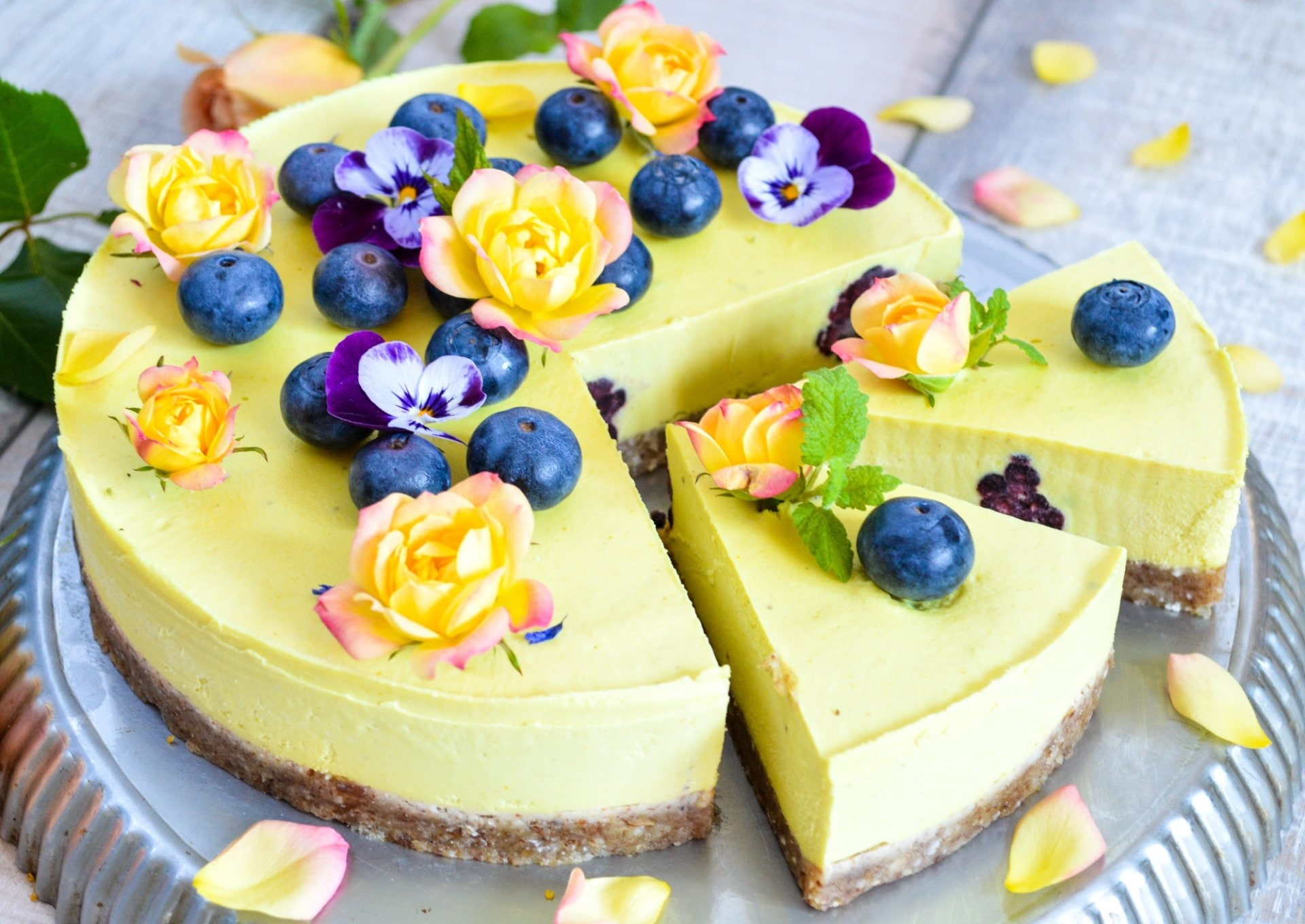 Blueberry, Cake, Food, Dessert, Cheesecake, 1080P, Pastry, HD Wallpaper