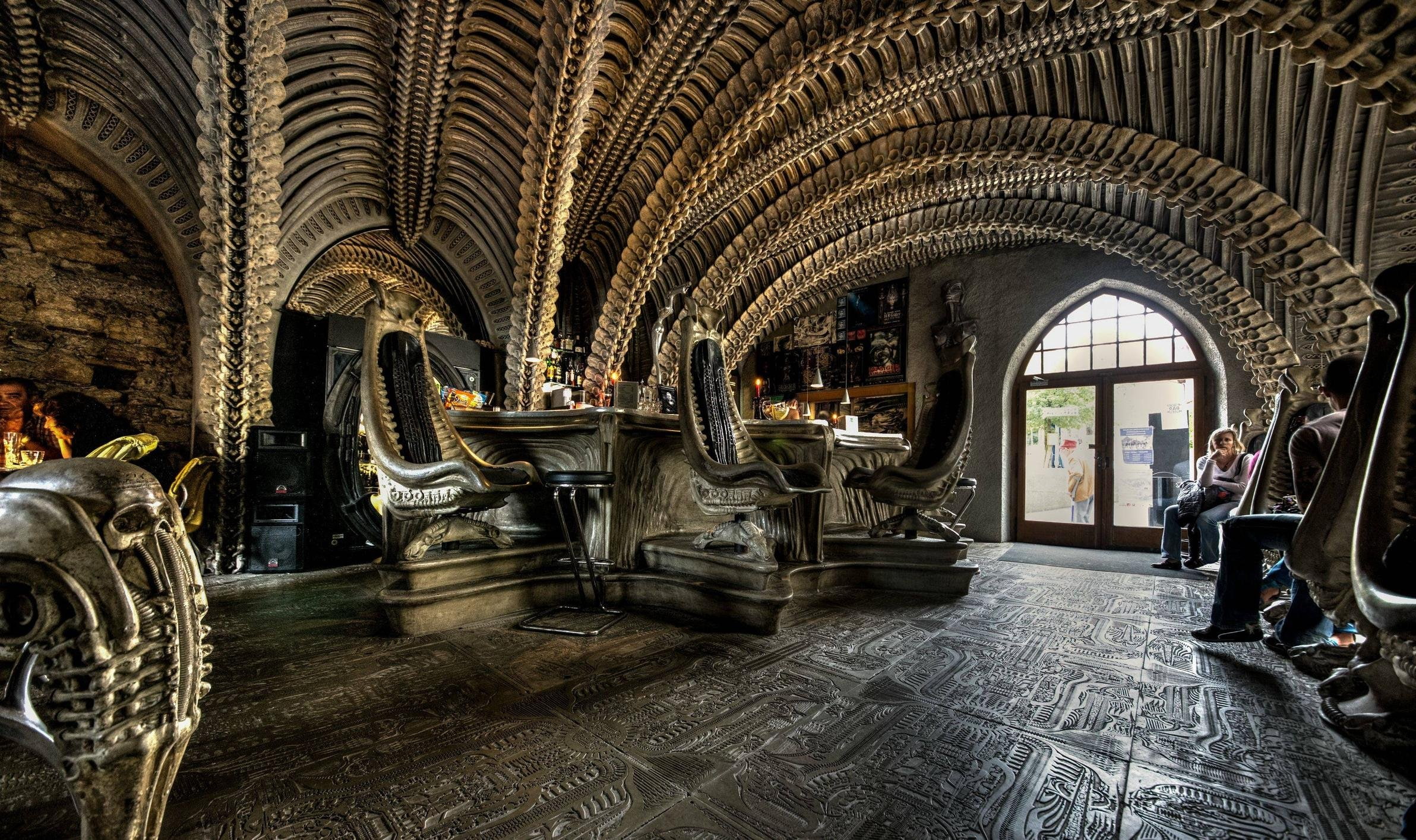 built structure, sci, day, travel, fi, ornate, fantasy, arcade, 1080P, art and craft, building, arch, h, place of worship, incidental people, architectural column, HD Wallpaper