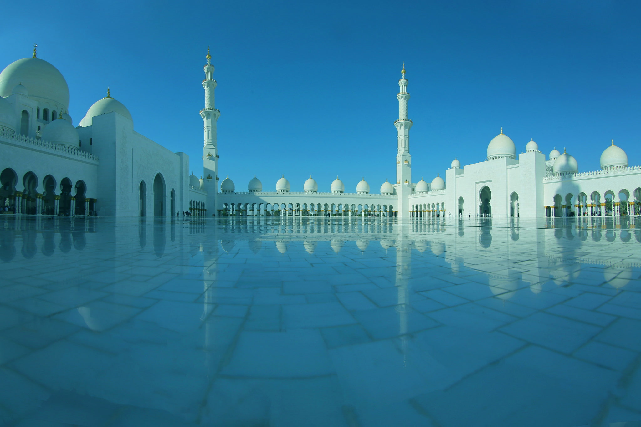 Abu Dhabi, architecture, UAE, the Sheikh Zayed Grand mosque, the minaret, 1080P, HD Wallpaper