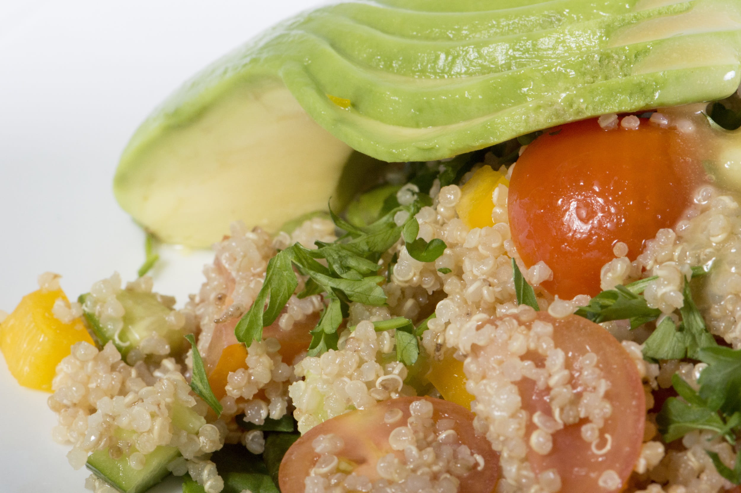 Salad, studio shot, food and drink, Quinoa, garnish, white background, ready-to-eat, rice, temptation, freshness, wellbeing, serving size, Bless You, fruit, HD Wallpaper