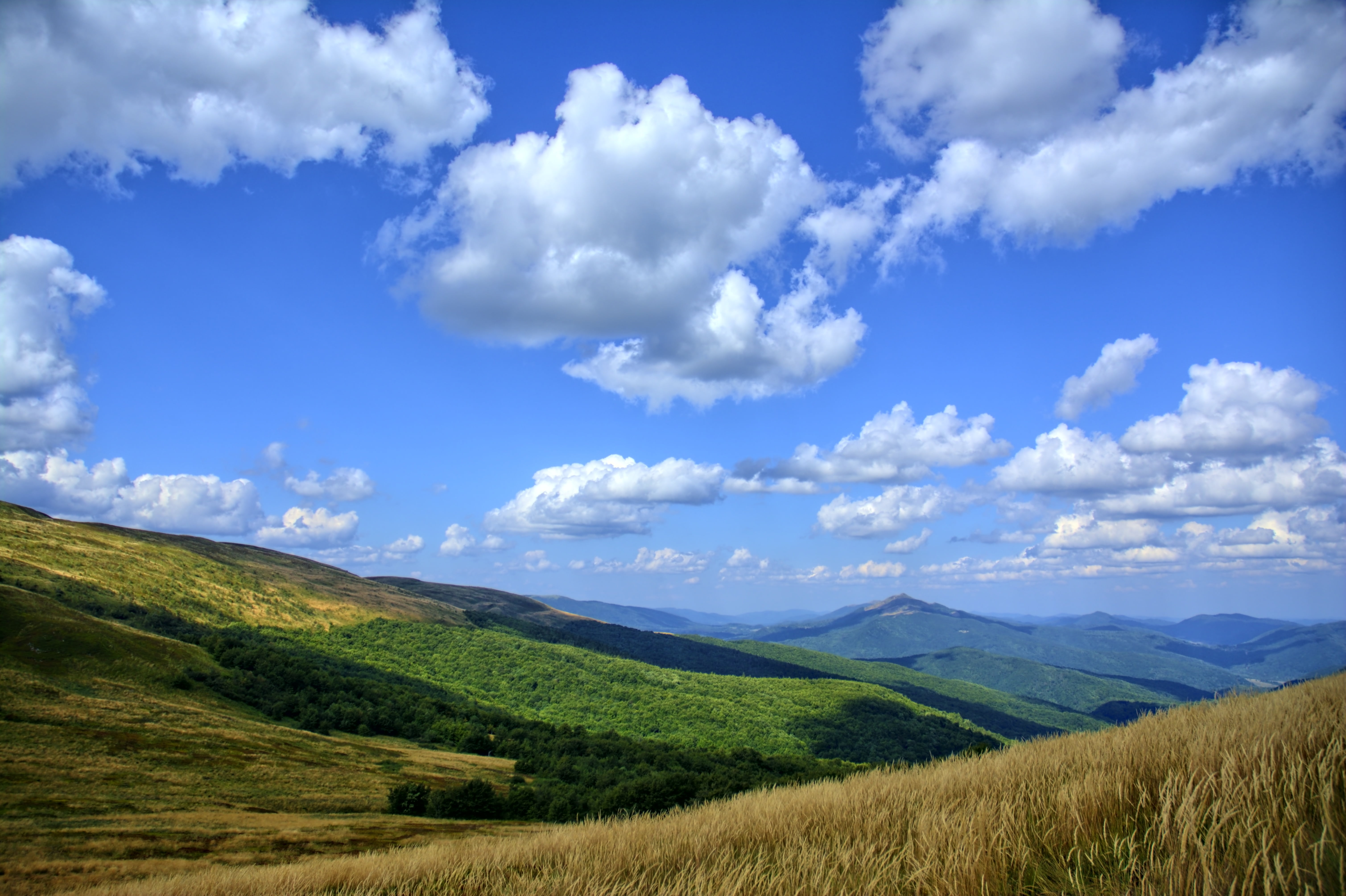 the silence, tranquility, nature, trail, travel, environment, mountain range, blue sky, field, scenics, hill, mountain, clouds, peace of mind, no people, HD Wallpaper