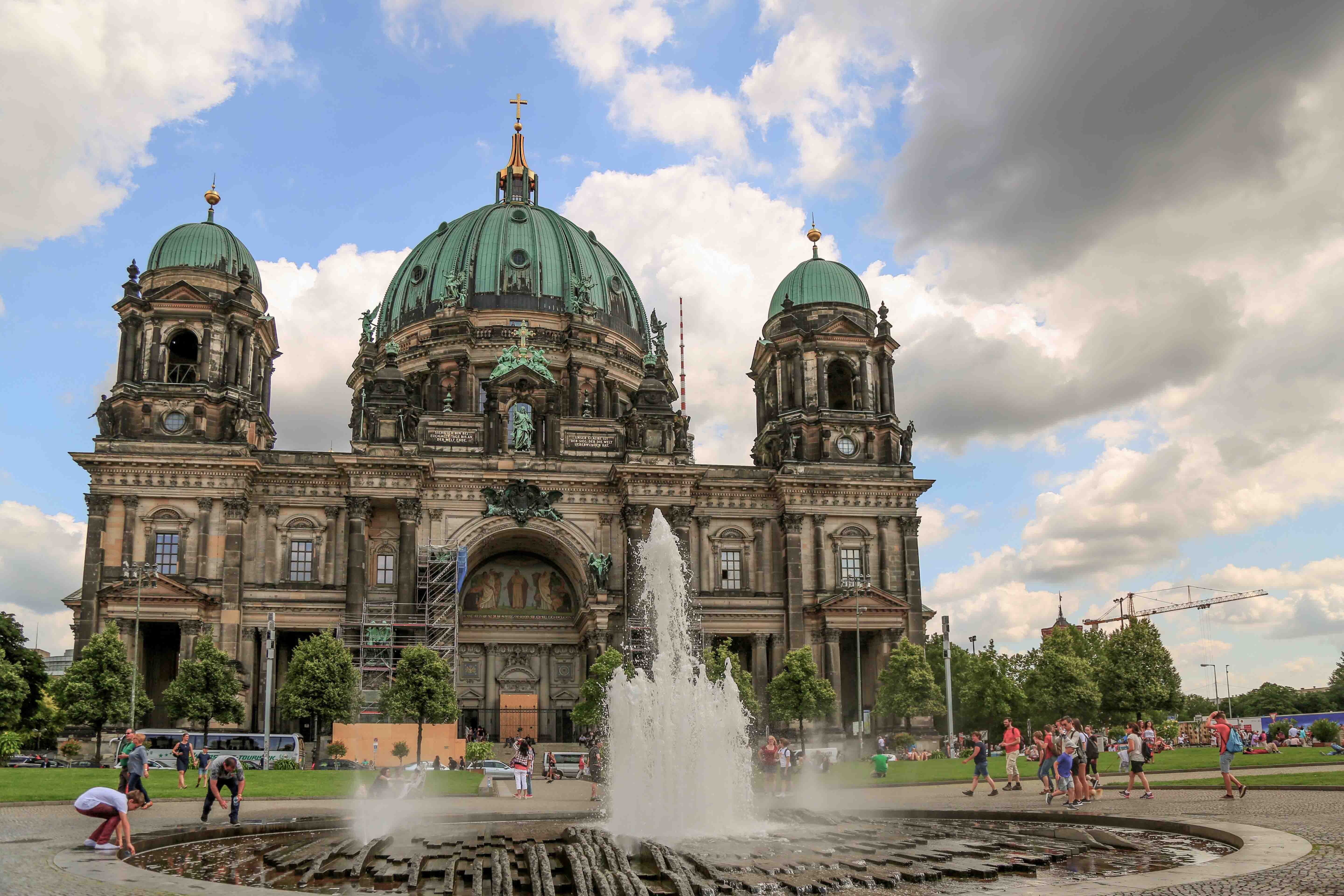 child, dom, travel, 5K, nature, germany, built structure, the berlin cathedral, travel destinations, castle, fountain, facade, berliner, belief, religion, HD Wallpaper
