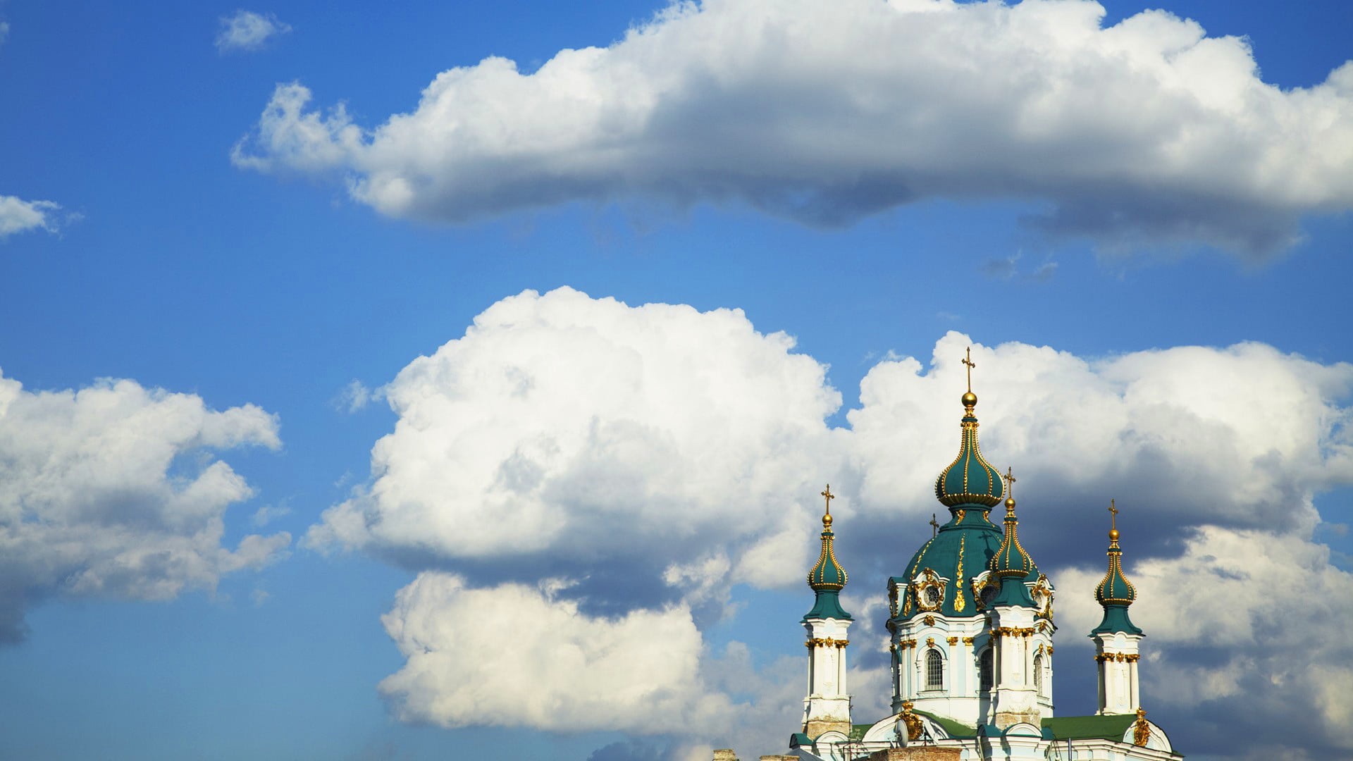 day, nature, the sky, spire, building, place of worship, travel destinations, architecture, Kiev, building exterior, St. Andrews Church, the city, the dome, HD Wallpaper